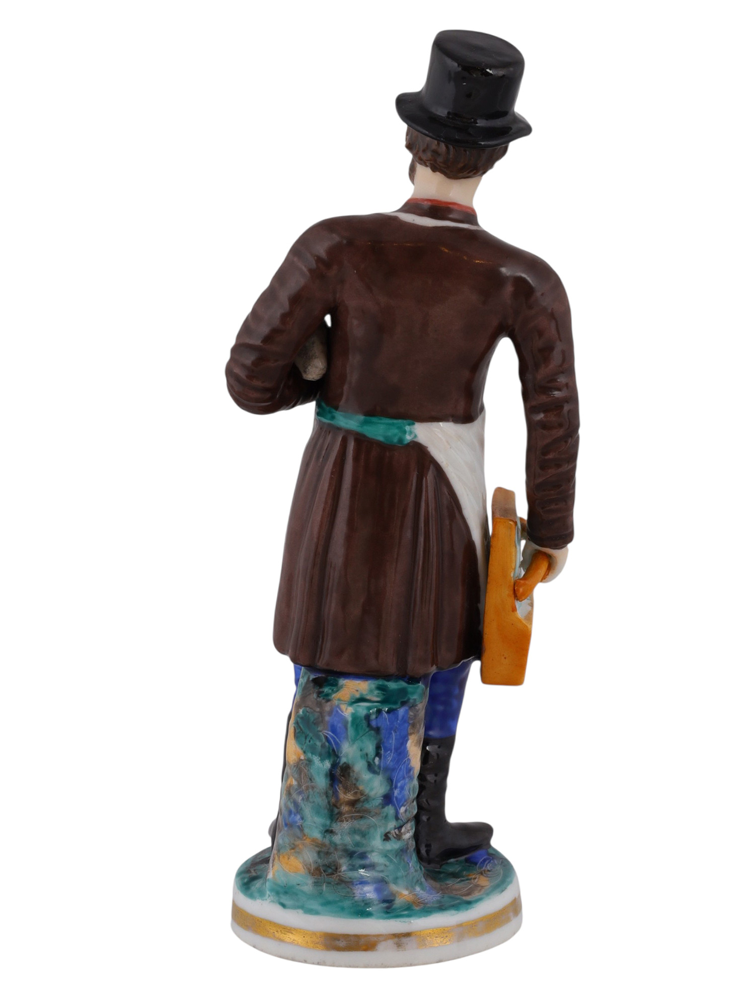 A RUSSIAN PORCELAIN FIGURE OF A GLAZIER, 19TH CENTURY