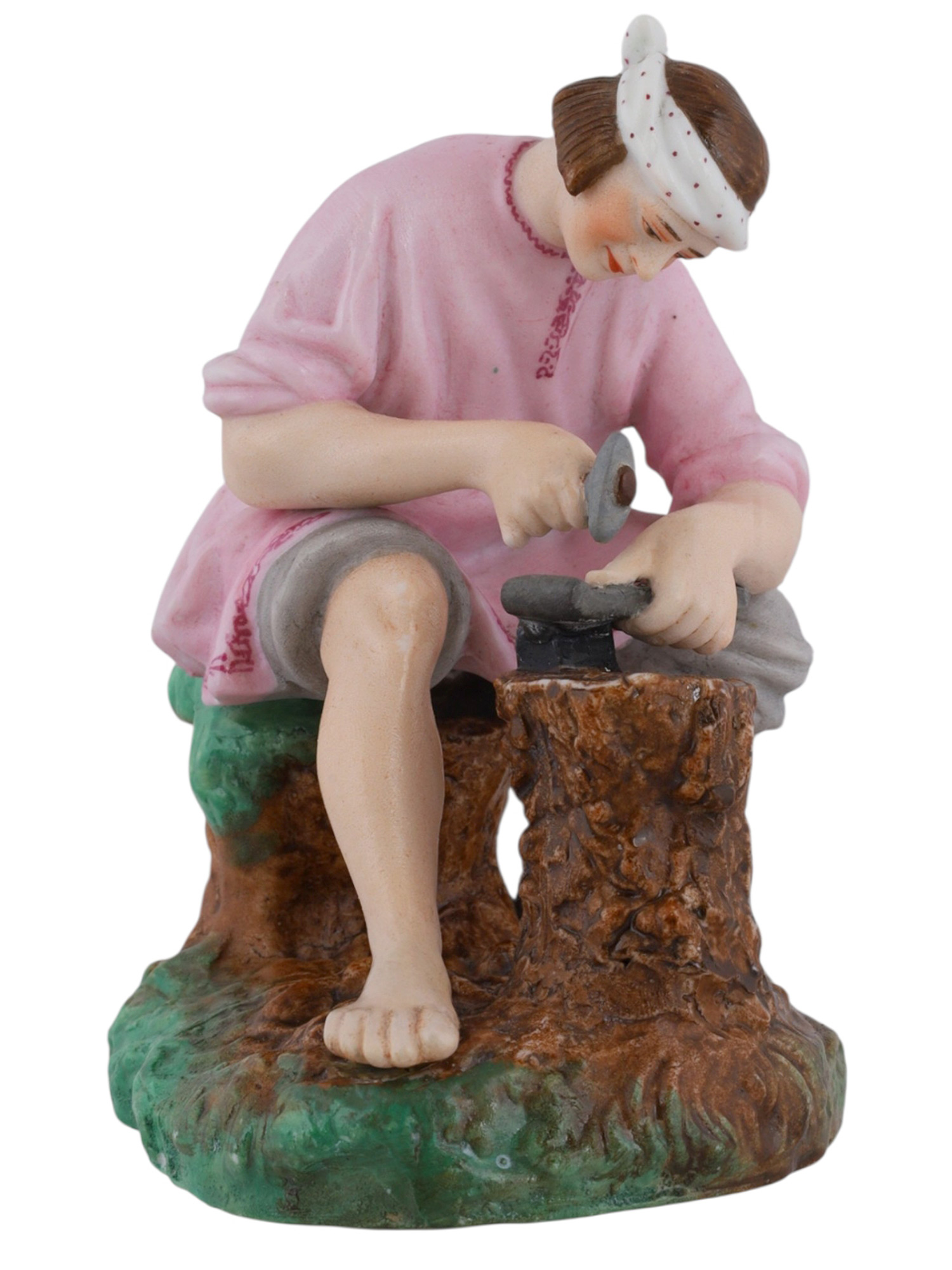 A RUSSIAN GARDNER PORCELAIN FIGURE OF A FARMER, CA. 1870