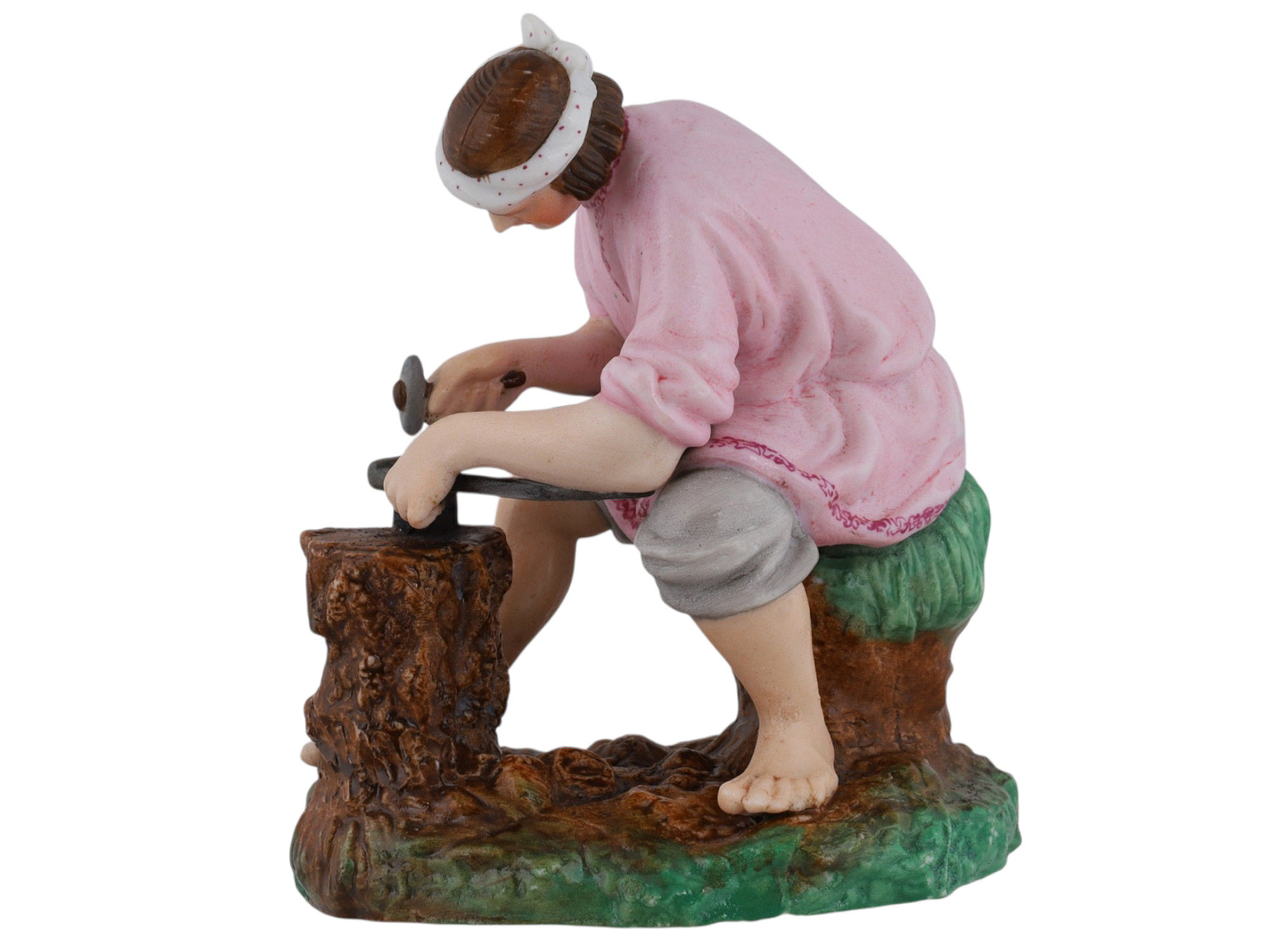 A RUSSIAN GARDNER PORCELAIN FIGURE OF A FARMER, CA. 1870