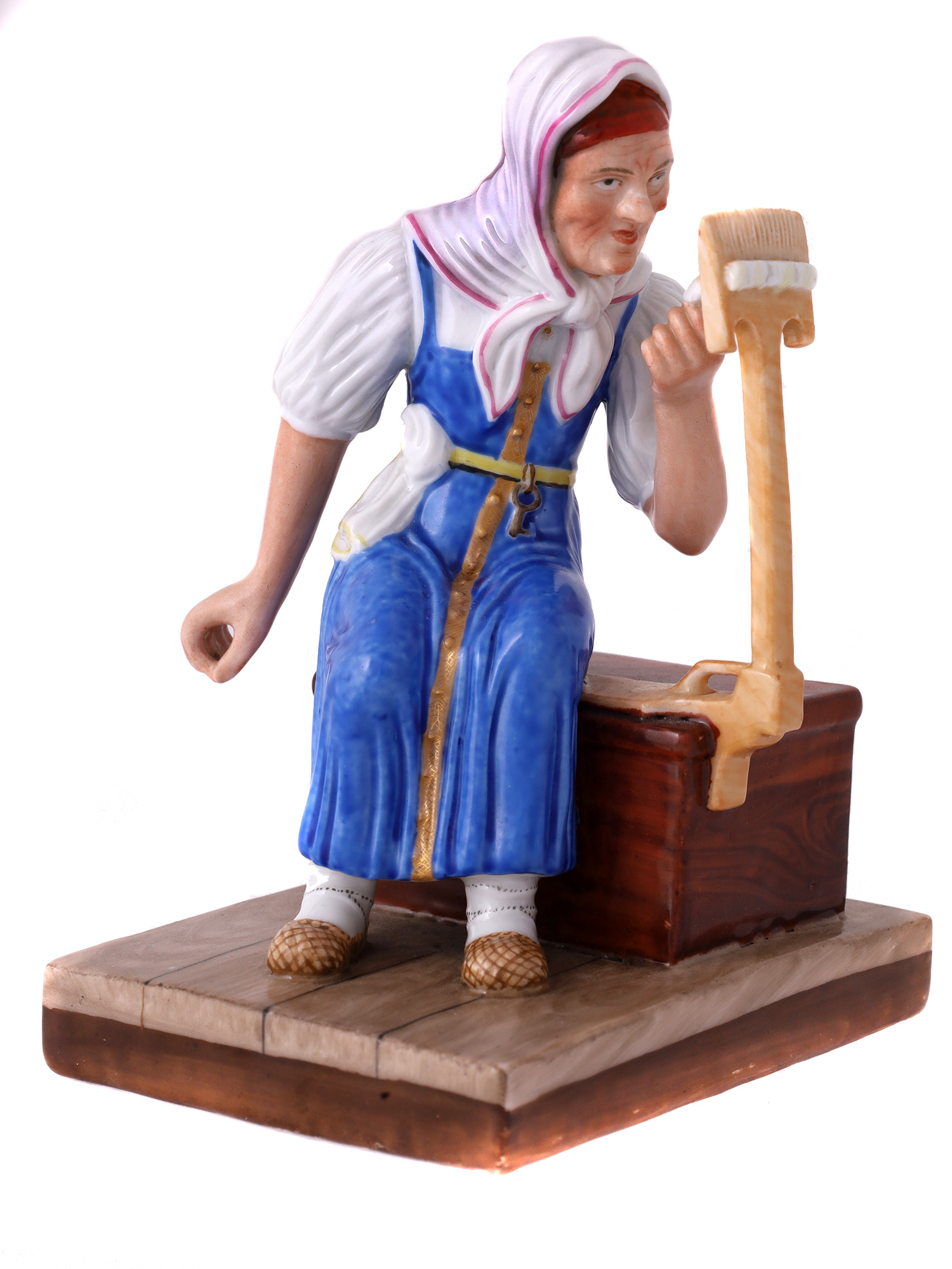 A RUSSIAN POPOV MFG GLAZED PORCELAIN FIGURE, 19TH C.