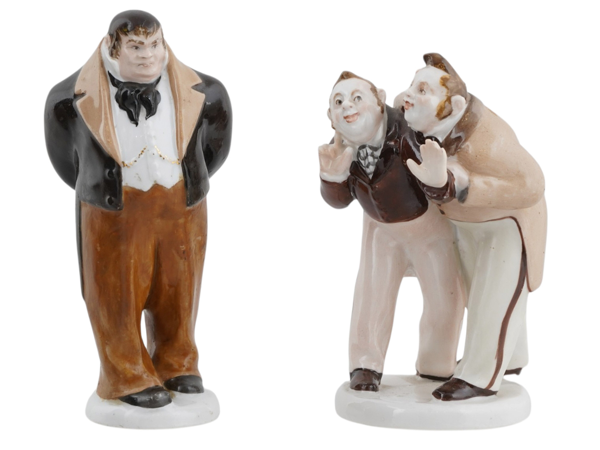 A GROUP OF EIGHT SOVIET PORCELAIN FIGURINES BASED ON NIKOLAI GOGOL’S NOVEL DEAD SOULS AND COMEDY THE GOVERNMENT INSPECTOR