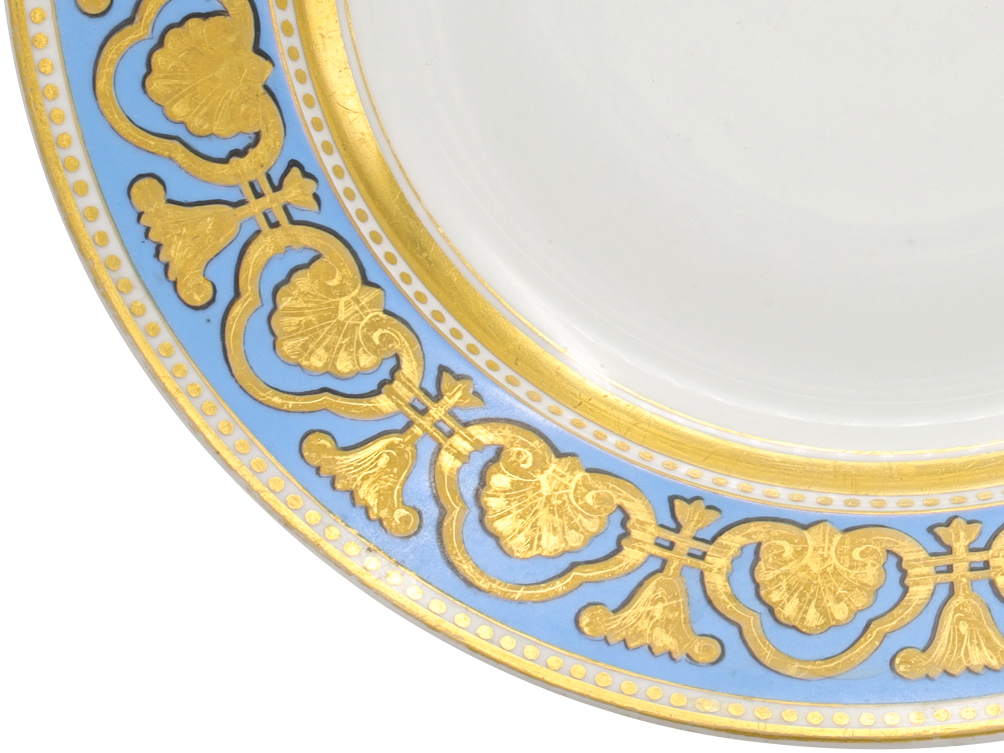 AN IMPERIAL RUSSIAN PORCELAIN MFG ROPSHA SERVICE DINNER PLATE, AII