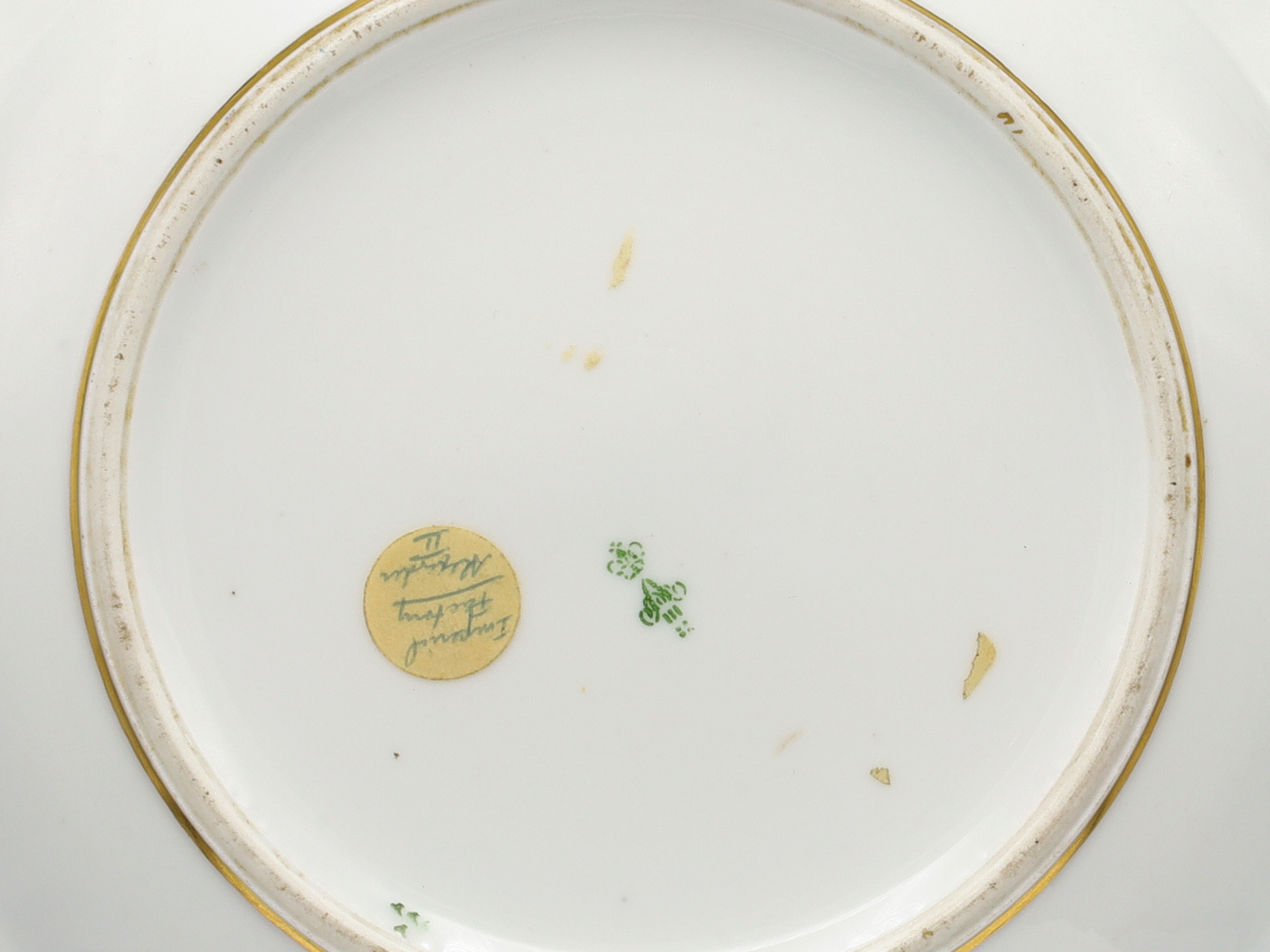 AN IMPERIAL RUSSIAN PORCELAIN MFG ROPSHA SERVICE DINNER PLATE, AII