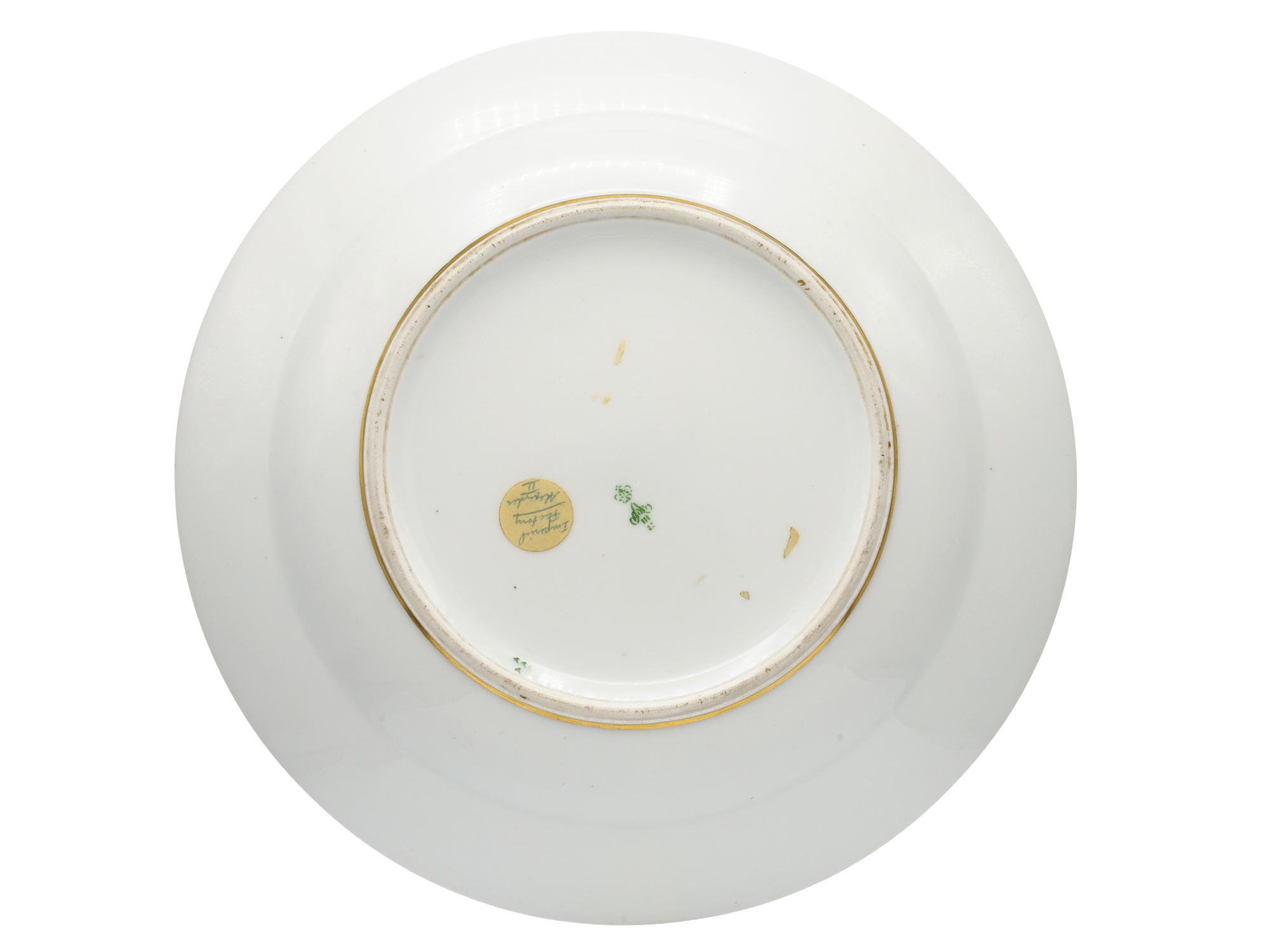 AN IMPERIAL RUSSIAN PORCELAIN MFG ROPSHA SERVICE DINNER PLATE, AII