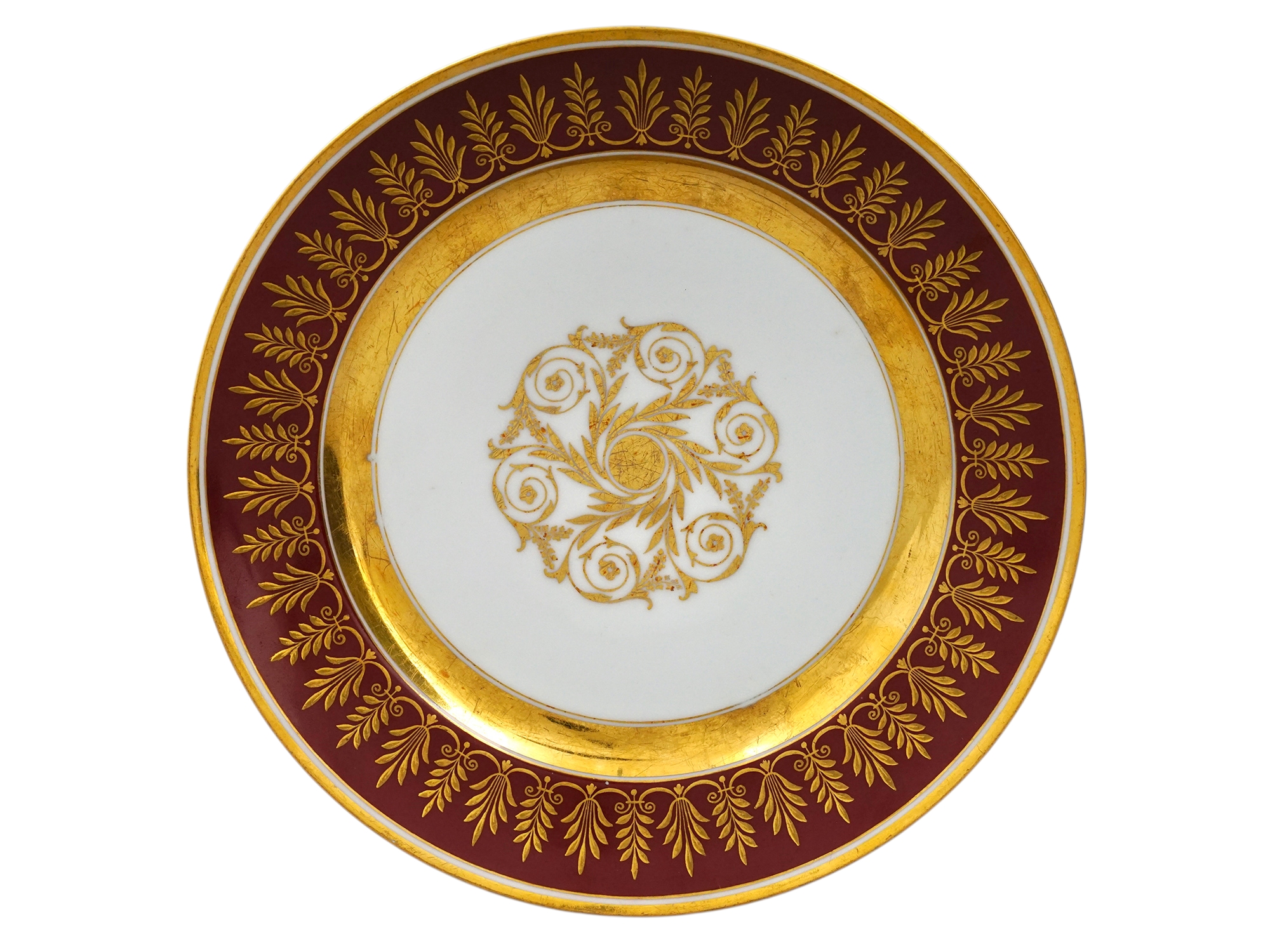 A RUSSIAN PORCELAIN GURIEV SERVICE PLATE, IMPERIAL PORCELAIN FACTORY, 1855-1881.