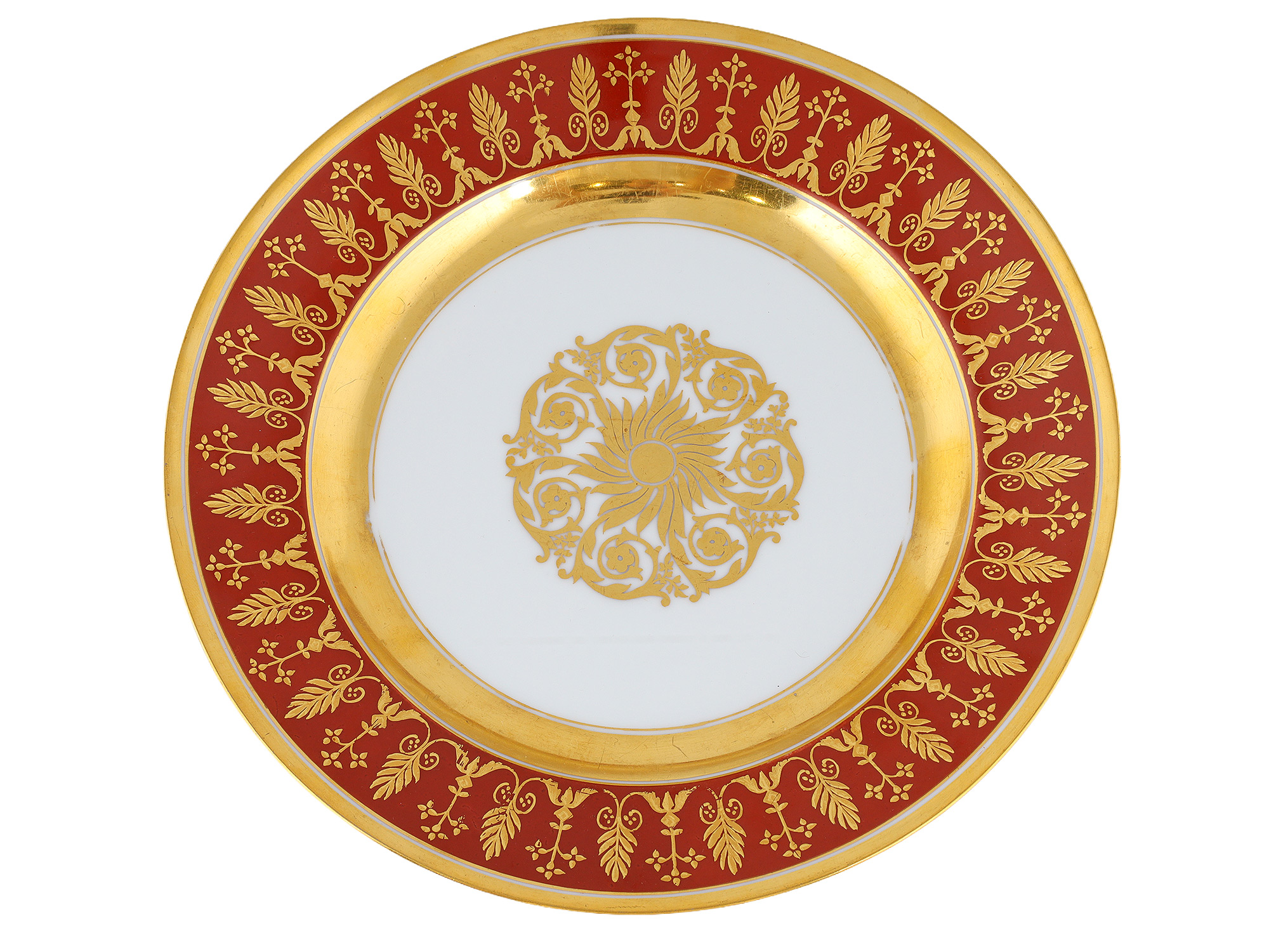 A RUSSIAN PORCELAIN PLATE FROM THE GURIEV SERVICE, IMPERIAL PORCELAIN FACTORY, 1855-1881