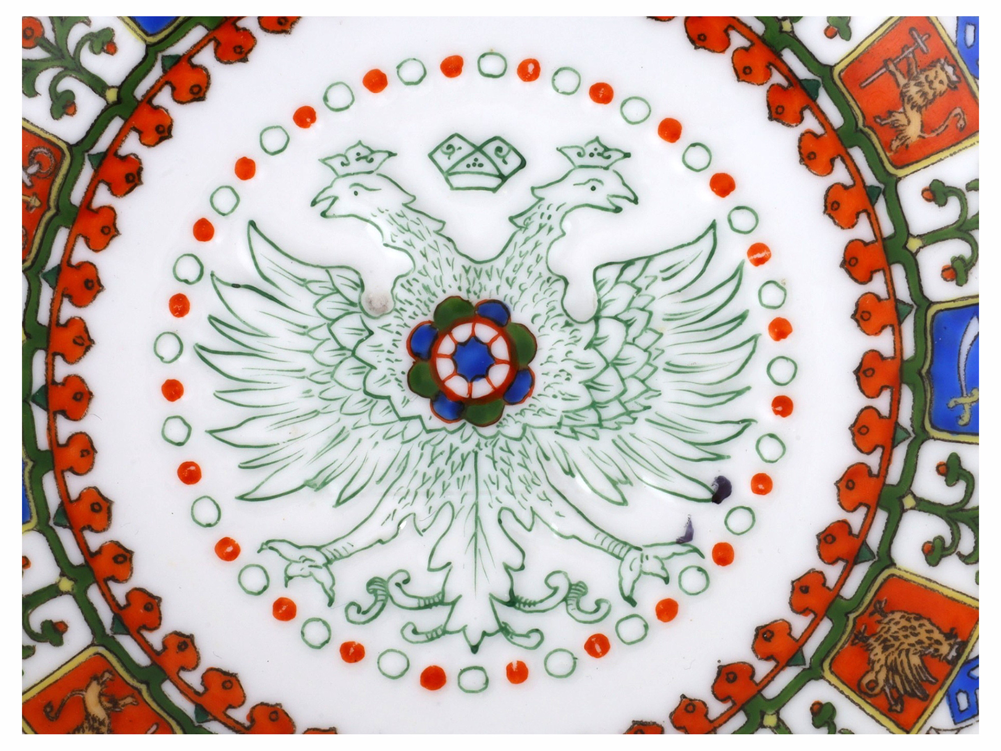 A RUSSIAN KORNILOV BROTHERS PORCELAIN PAN-SLAVIC KOVSH ST. PETERSBURG, CIRCA 1900