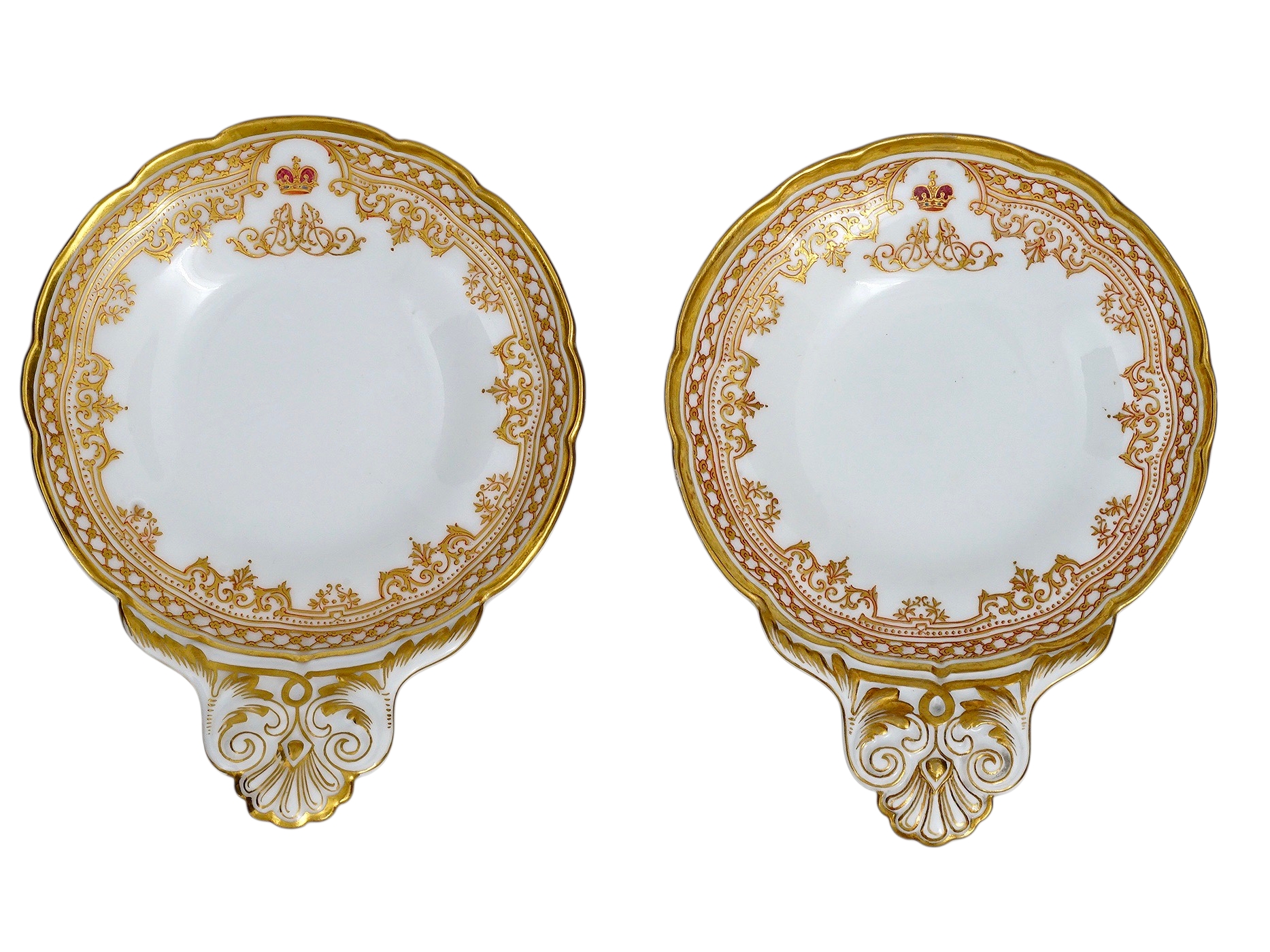A PAIR OF RUSSIAN CAVIAR DISHES, IMPERIAL PORCELAIN FACTORY, 19TH C.