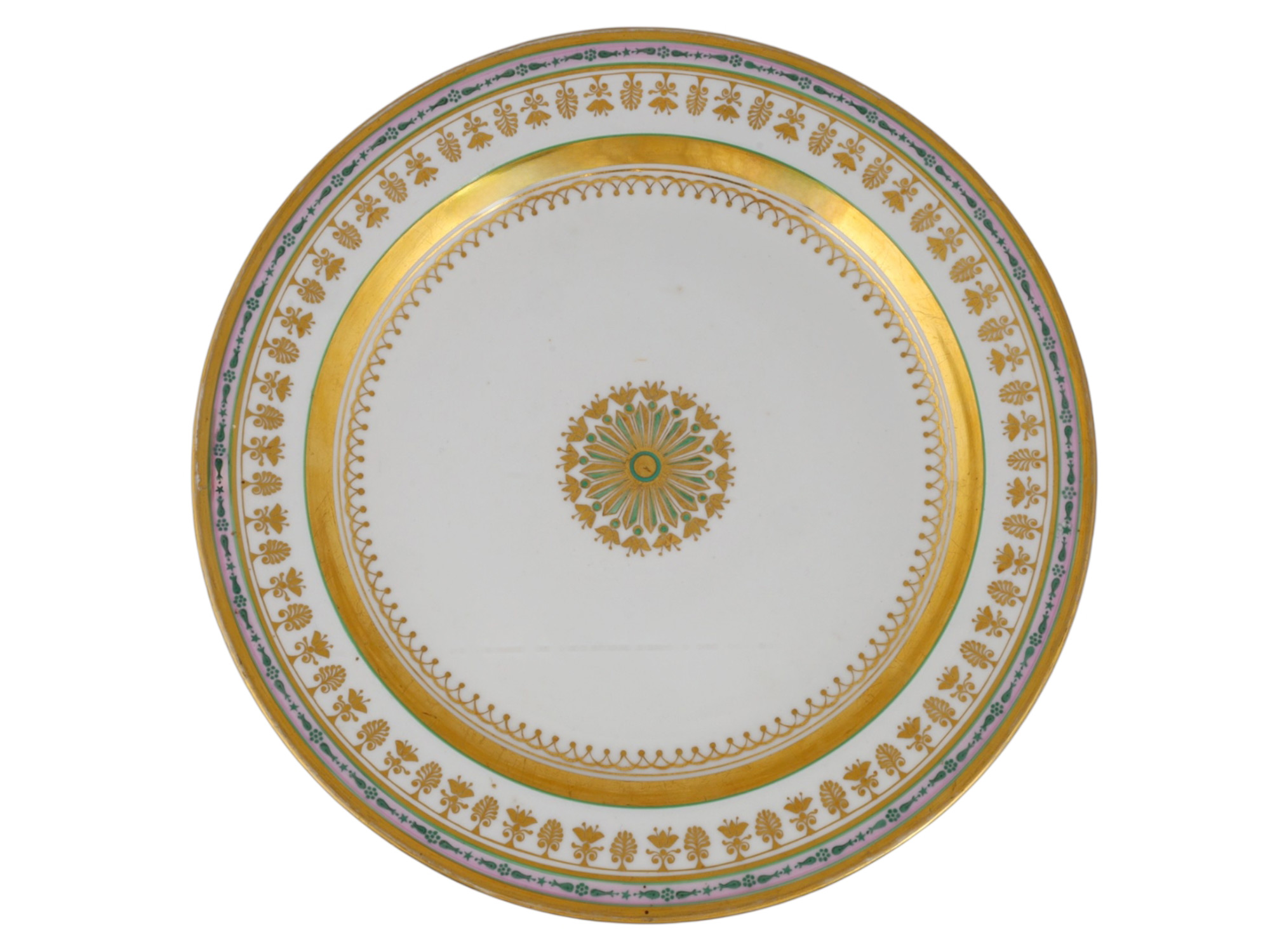 A LARGE RUSSIAN PORCELAIN CHARGER FROM THE BABIGON SERVICE BY THE IMPERIAL PORCELAIN FACTORY, ST. PETERSBURG, PERIOD OF NICHOLAS I, CIRCA 18