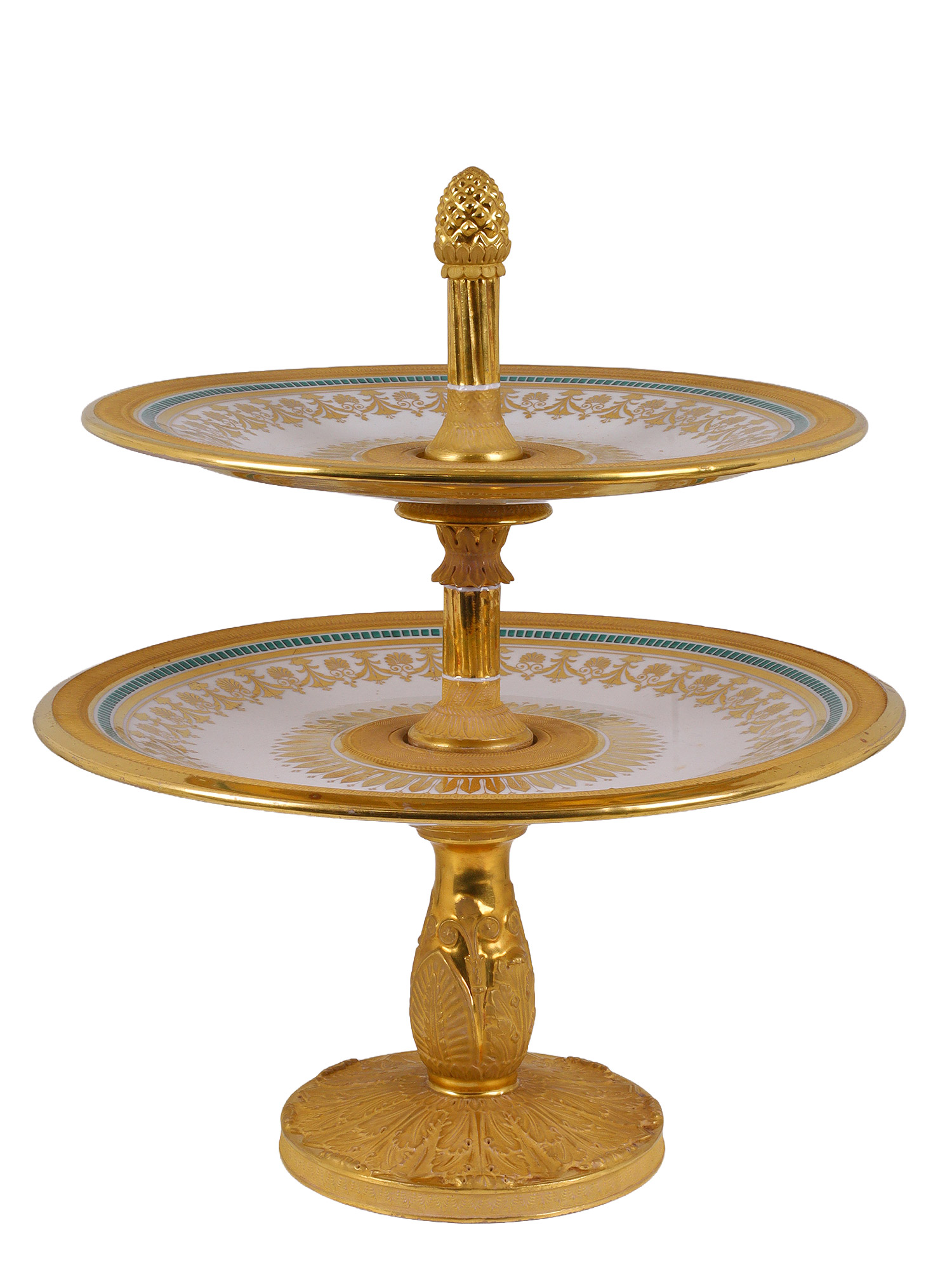 AN IMPERIAL RUSSIAN PORCELAIN TWO-TIER CAKE STAND FROM THE ELAGIN ISLAND PALACE SERVICE, CIRCA 1823