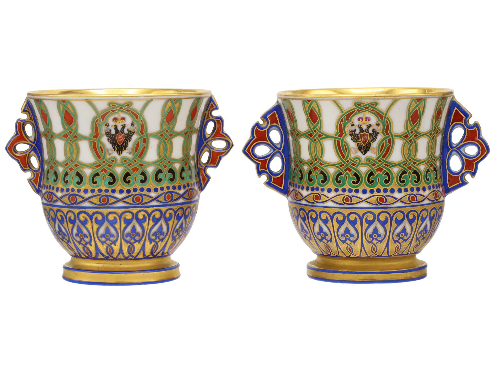 A PAIR OF RUSSIAN IMPERIAL PORCELAIN ICE CUPS FROM THE SERVICE OF GRAND DUKE KONSTANTIN NIKOLAEVICH