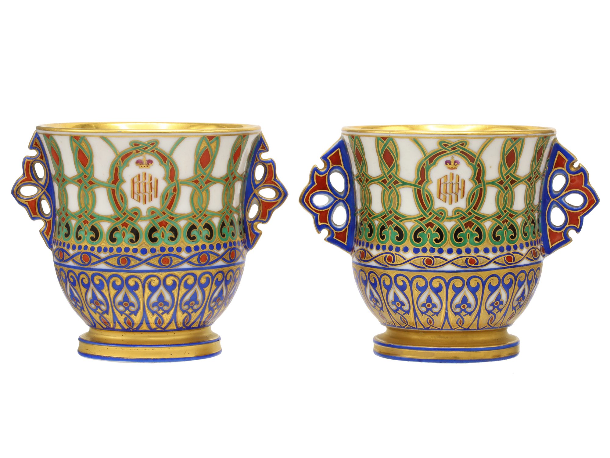 A PAIR OF RUSSIAN IMPERIAL PORCELAIN ICE CUPS FROM THE SERVICE OF GRAND DUKE KONSTANTIN NIKOLAEVICH