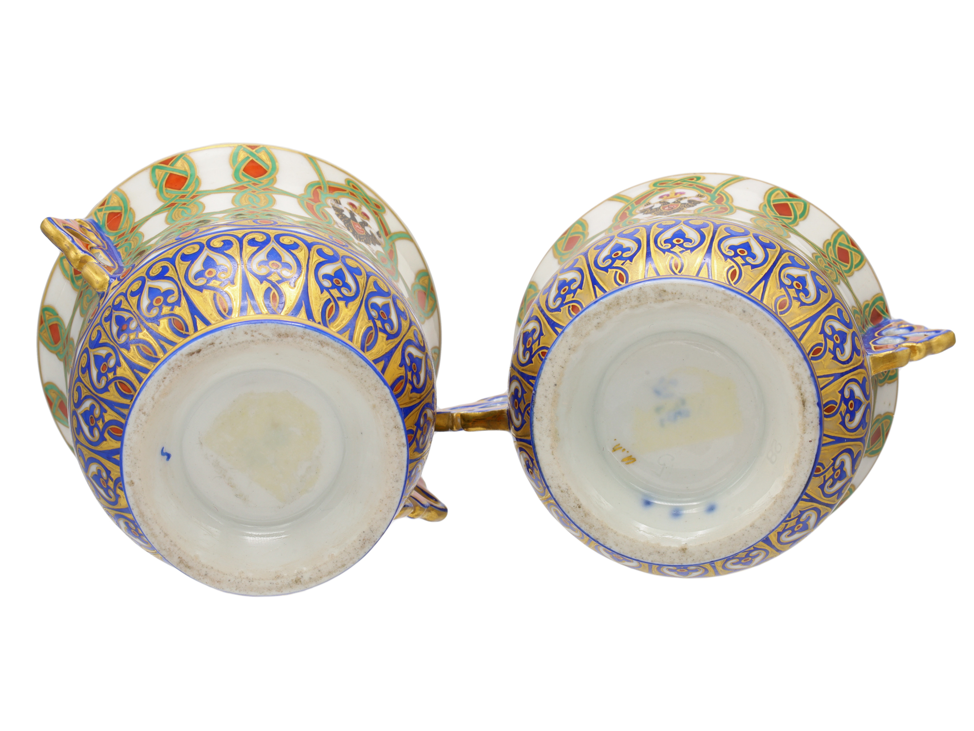 A PAIR OF RUSSIAN IMPERIAL PORCELAIN ICE CUPS FROM THE SERVICE OF GRAND DUKE KONSTANTIN NIKOLAEVICH