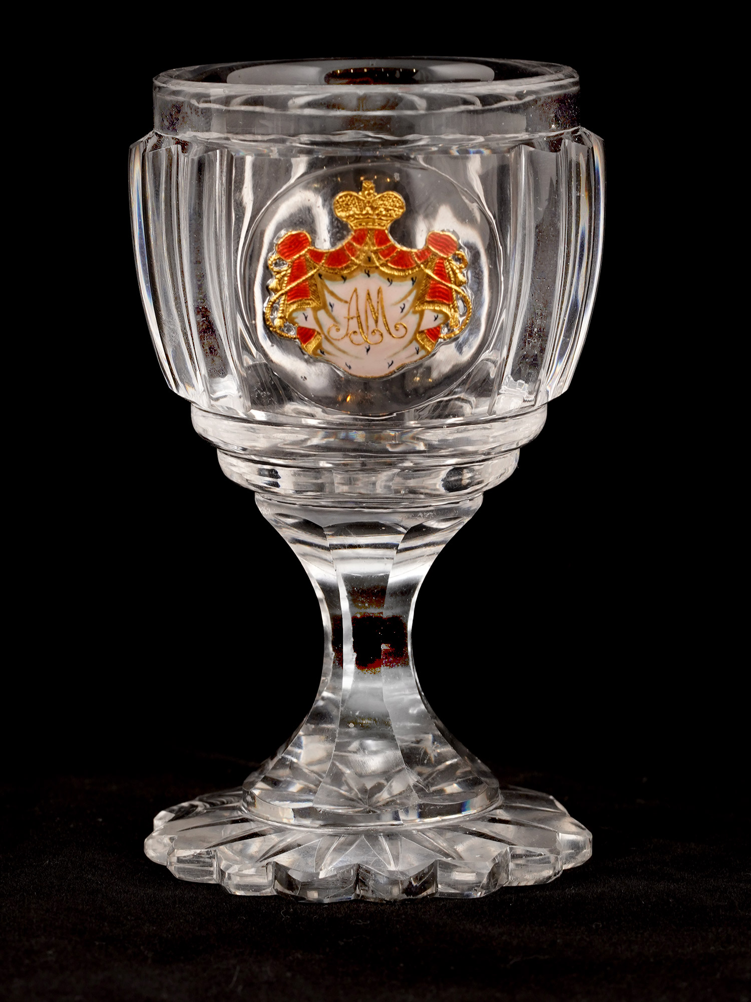 AN IMPERIAL RUSSIAN CUT-GLASS GOBLET FROM A BANQUET SERVICE, IMPERIAL GLASS FACTORY, ST PETERSBURG, CIRCA 1850