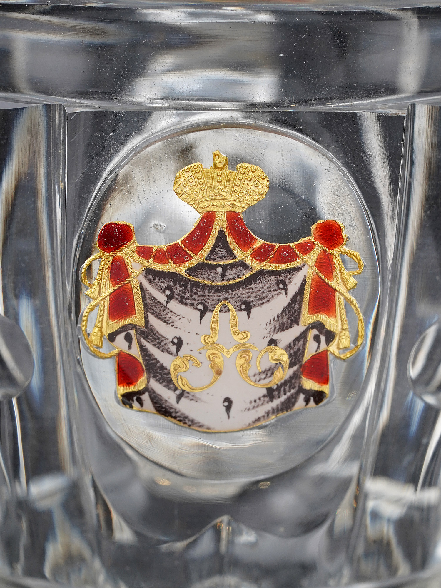 AN IMPERIAL RUSSIAN CUT-GLASS HANDLED CUP FROM A BANQUET SERVICE IMPERIAL GLASS FACTORY, ST PETERSBURG, CIRCA 1850S