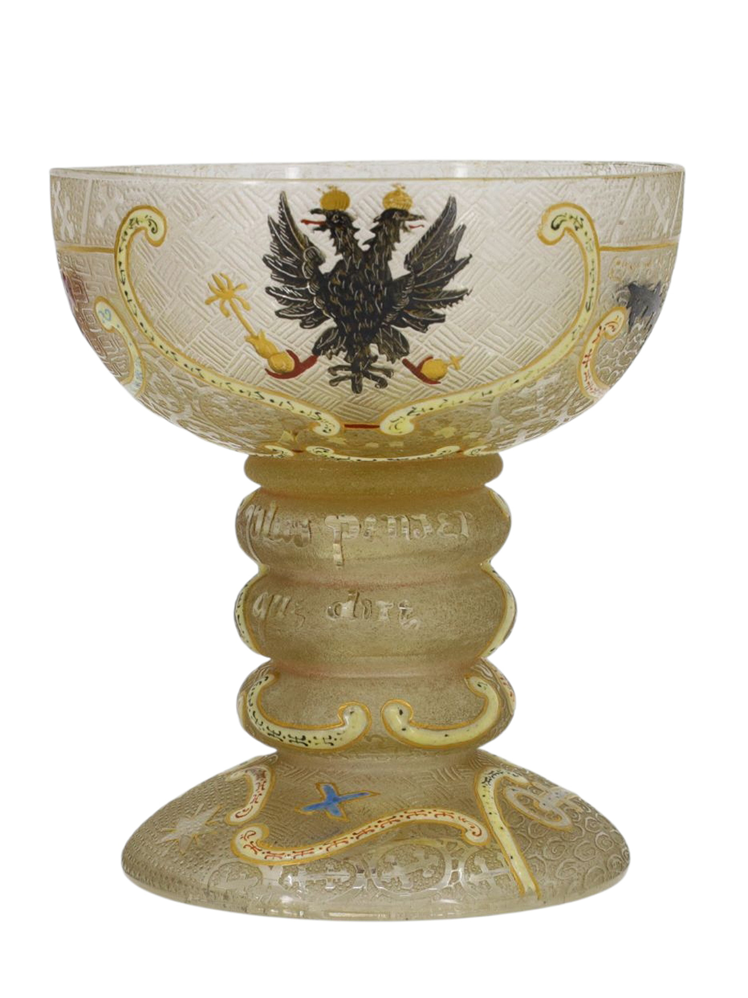 A DAUM NANCY ENAMELED GOBLET, RUSSIAN EAGLE, 1893