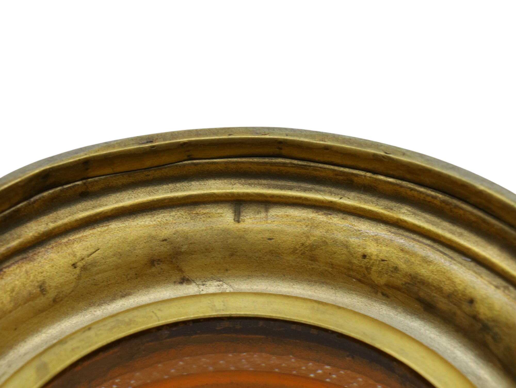 A RUSSIAN AMBER GLASS VASE WITH GILT AND ENAMEL IMPERIAL REGALIA BY DAUM NANCY