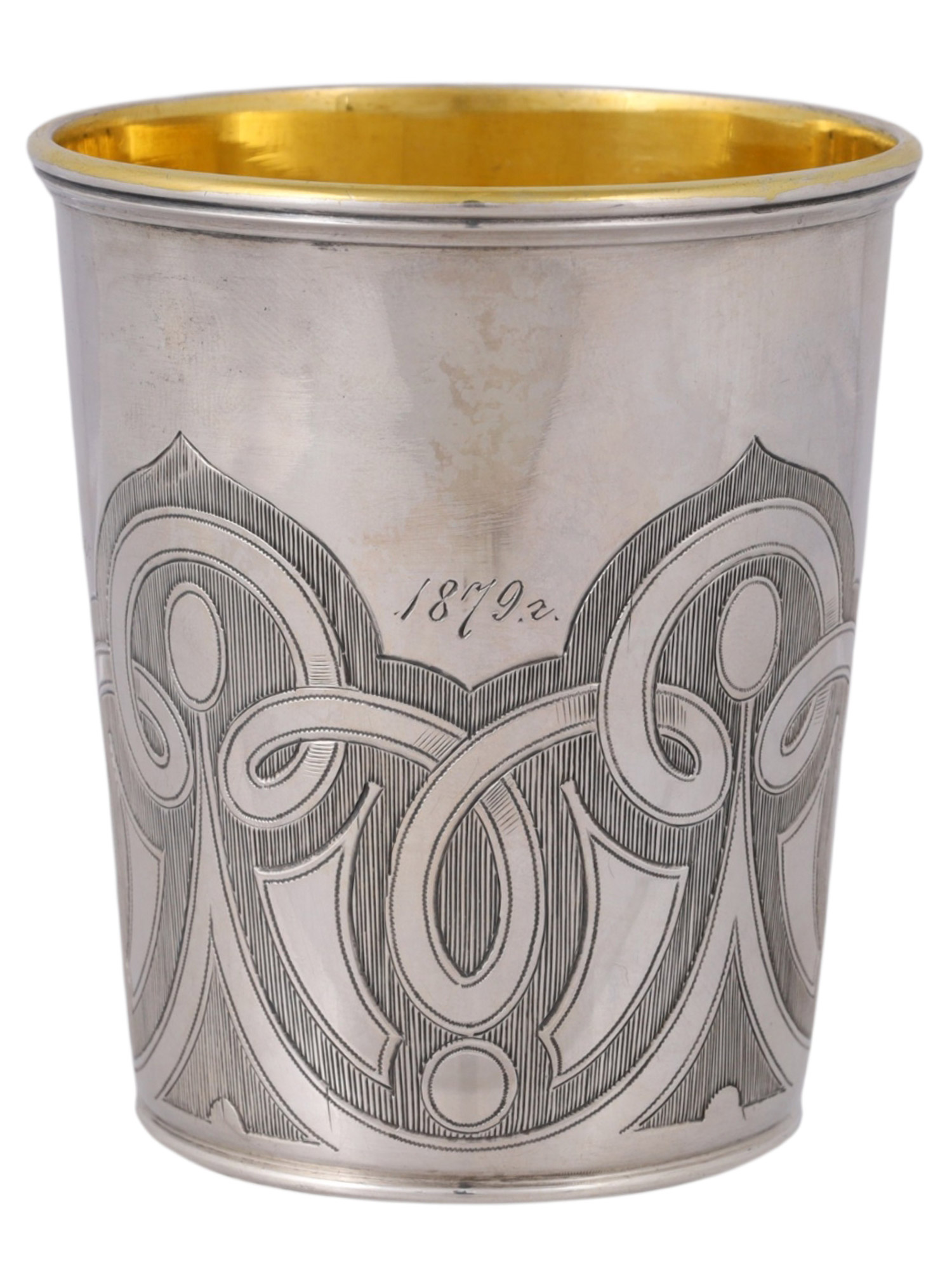 A RUSSIAN PARCEL-GILT SILVER BEAKER, NIKOLAS PLINKE (NICHOLS & PLINKE), ST PETERSBURG, 1861