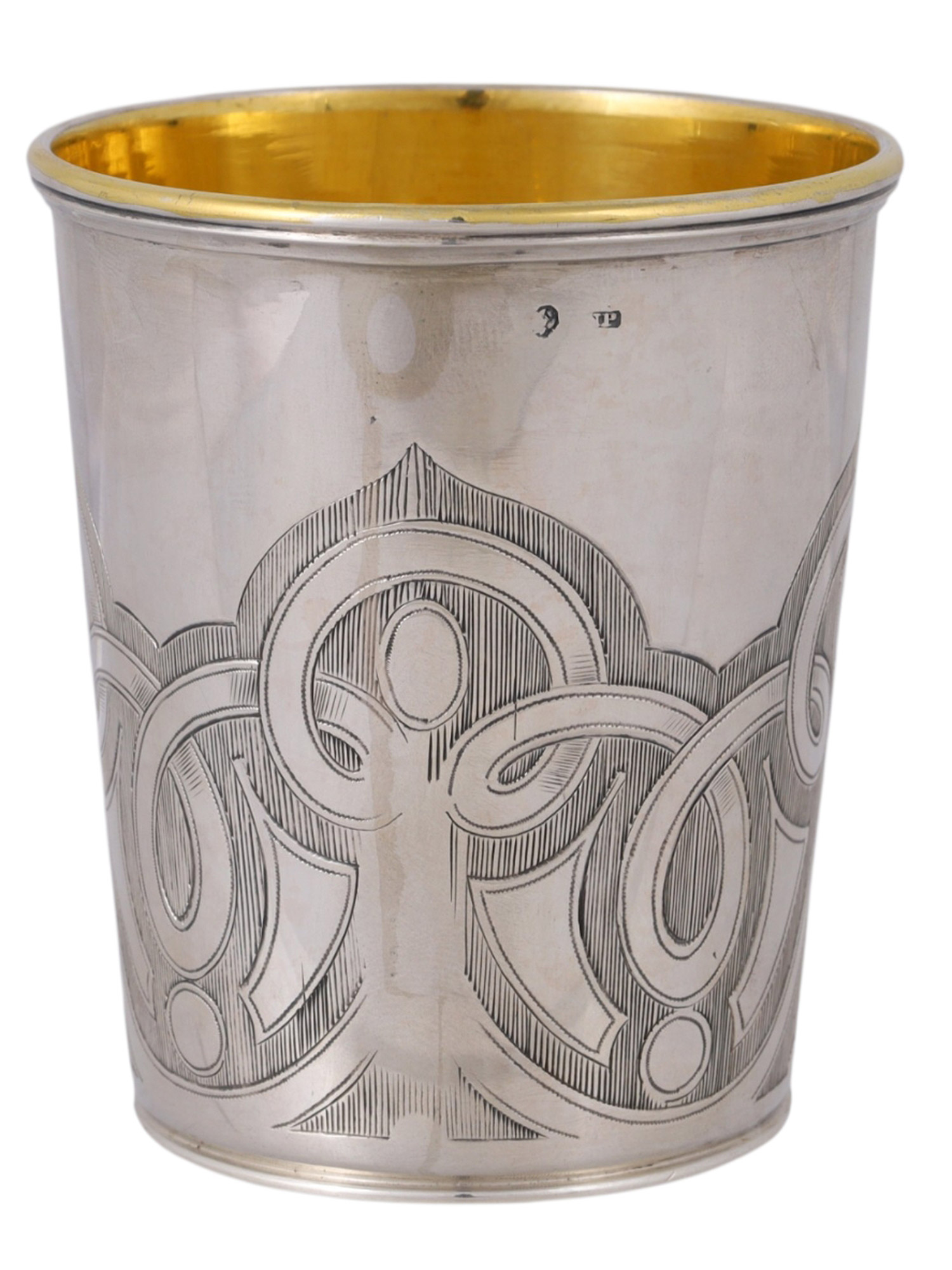 A RUSSIAN PARCEL-GILT SILVER BEAKER, NIKOLAS PLINKE (NICHOLS & PLINKE), ST PETERSBURG, 1861