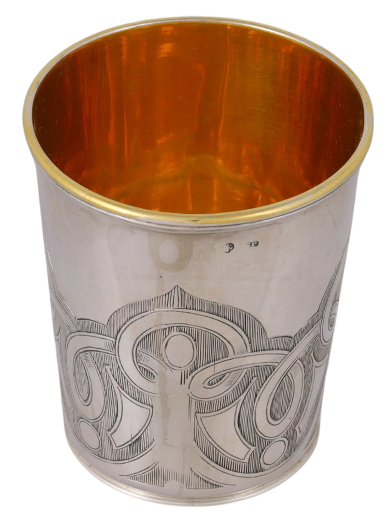 A RUSSIAN PARCEL-GILT SILVER BEAKER, NIKOLAS PLINKE (NICHOLS & PLINKE), ST PETERSBURG, 1861