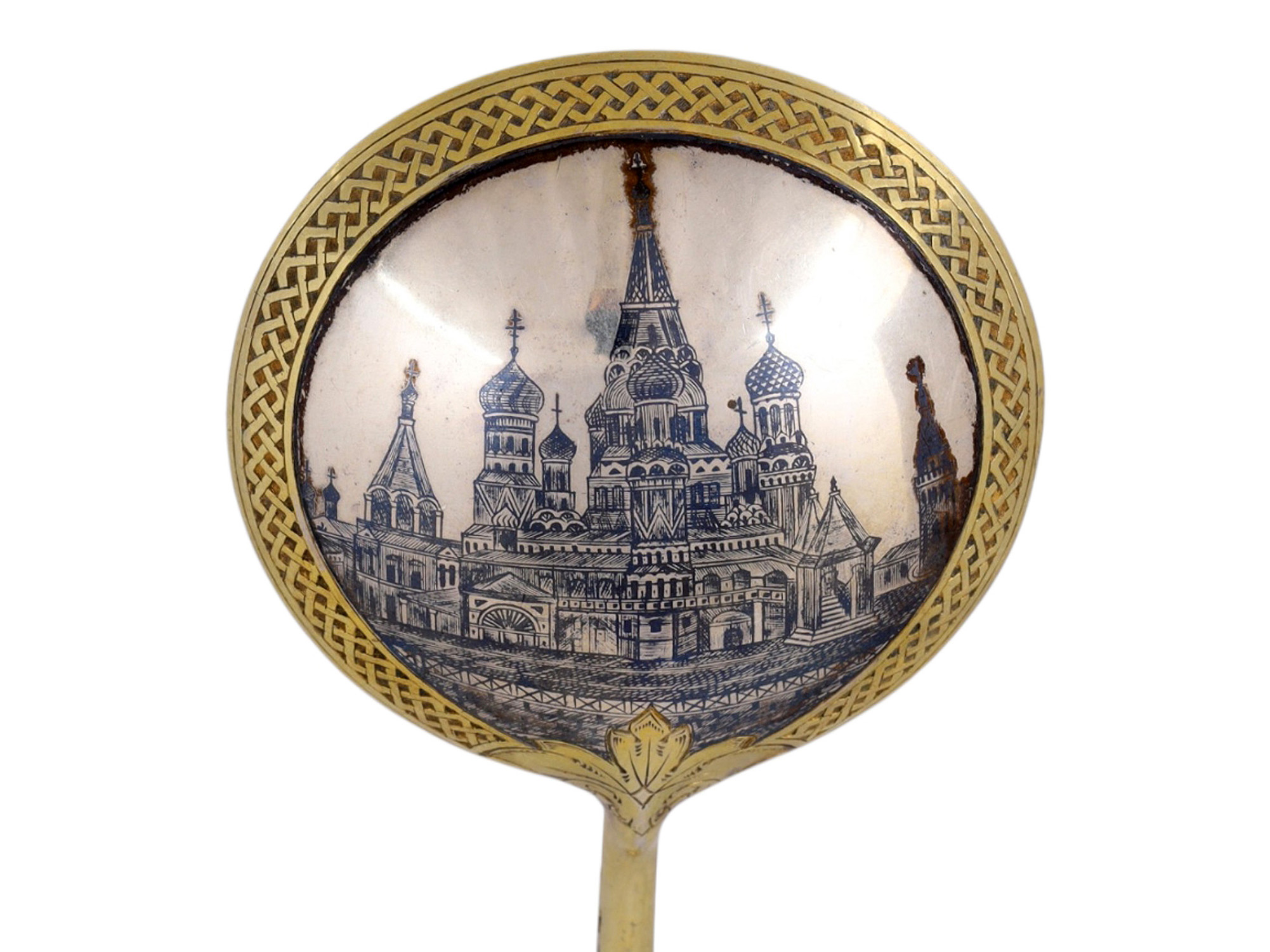 A RUSSIAN SILVER-GILT AND NIELLO SPOON, MOSCOW, 1895
