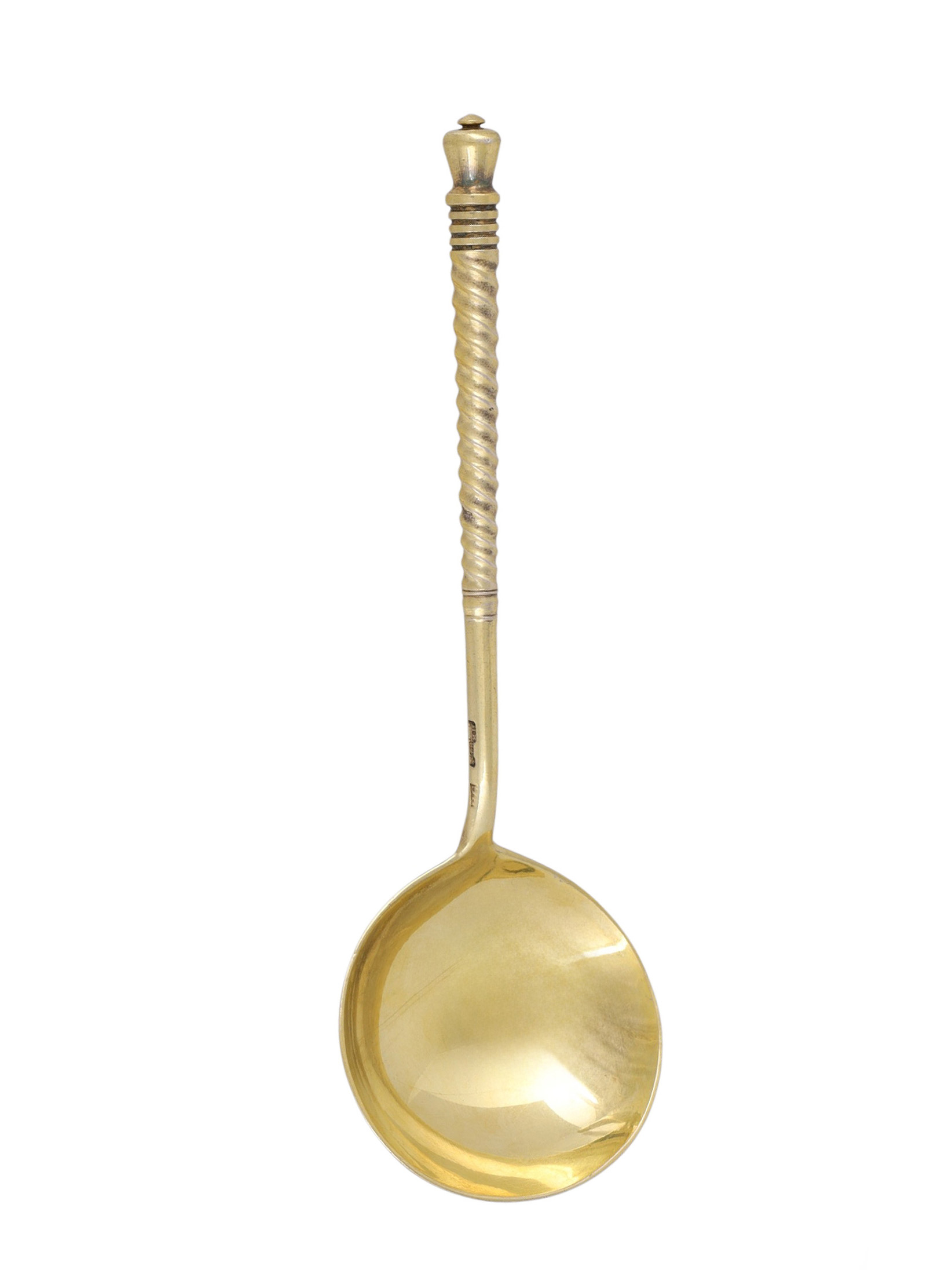 A RUSSIAN SILVER-GILT AND NIELLO SPOON, MOSCOW, 1895