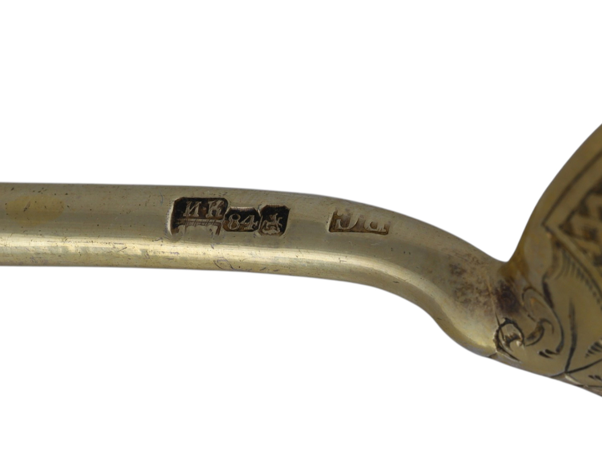 A RUSSIAN SILVER-GILT AND NIELLO SPOON, MOSCOW, 1895