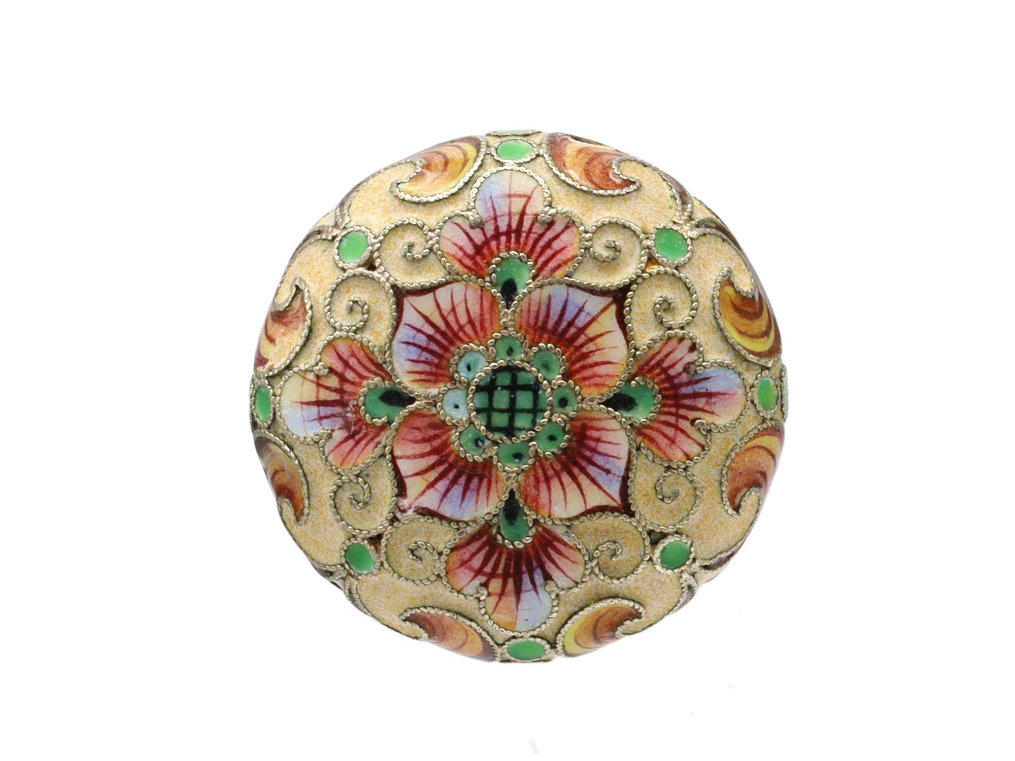 A RUSSIAN SILVER AND CLOISONNÉ CANE OR UMBRELLA HANDLE, 1870-1890