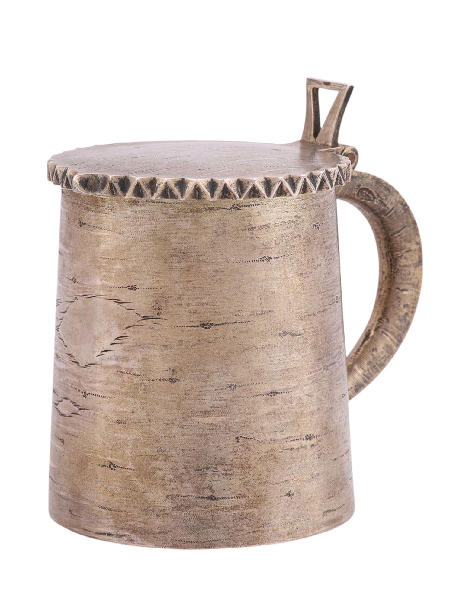 A RUSSIAN TROMPE L'OEIL GILT-SILVER TANKARD, 1865