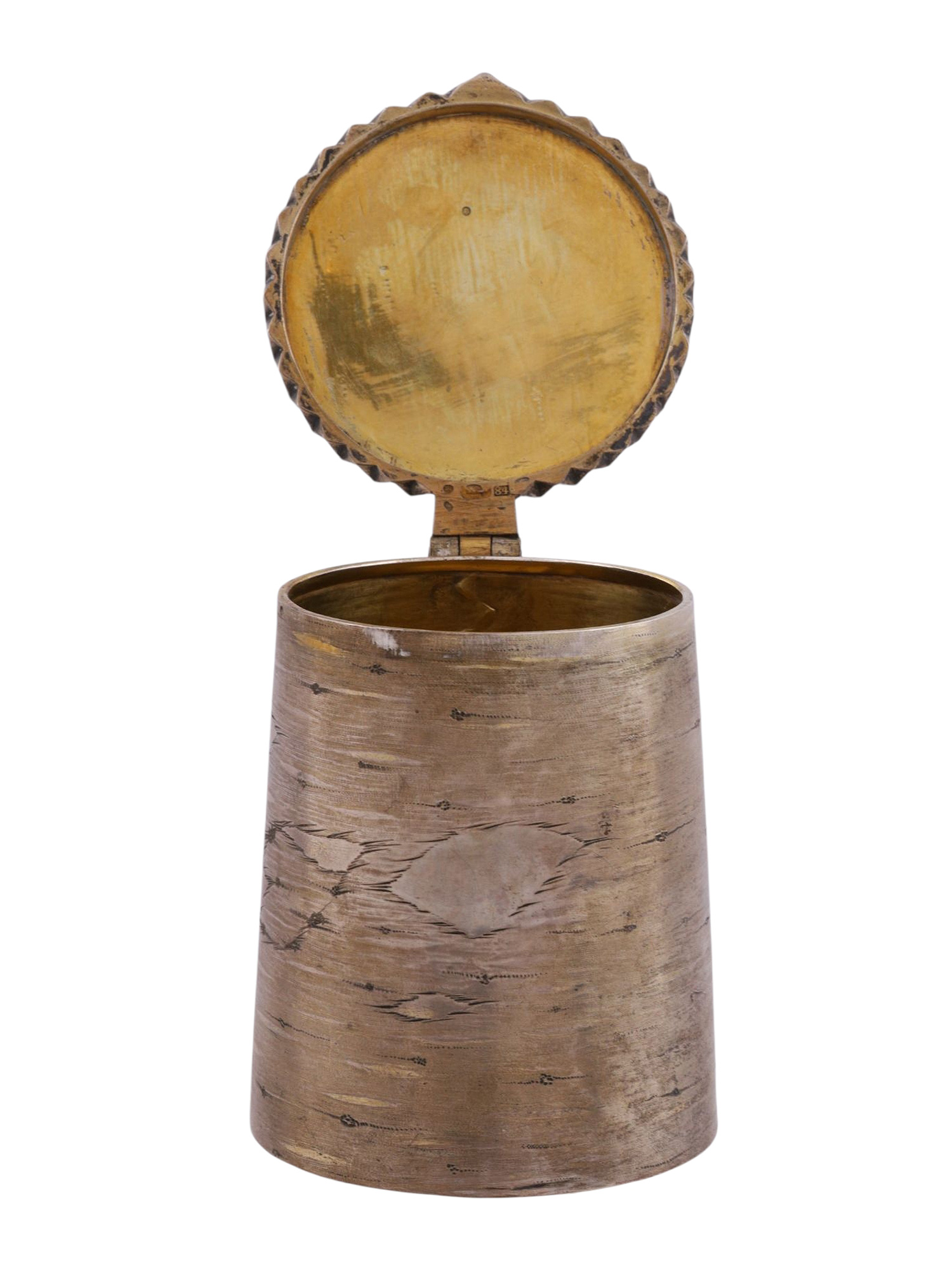 A RUSSIAN TROMPE L'OEIL GILT-SILVER TANKARD, 1865