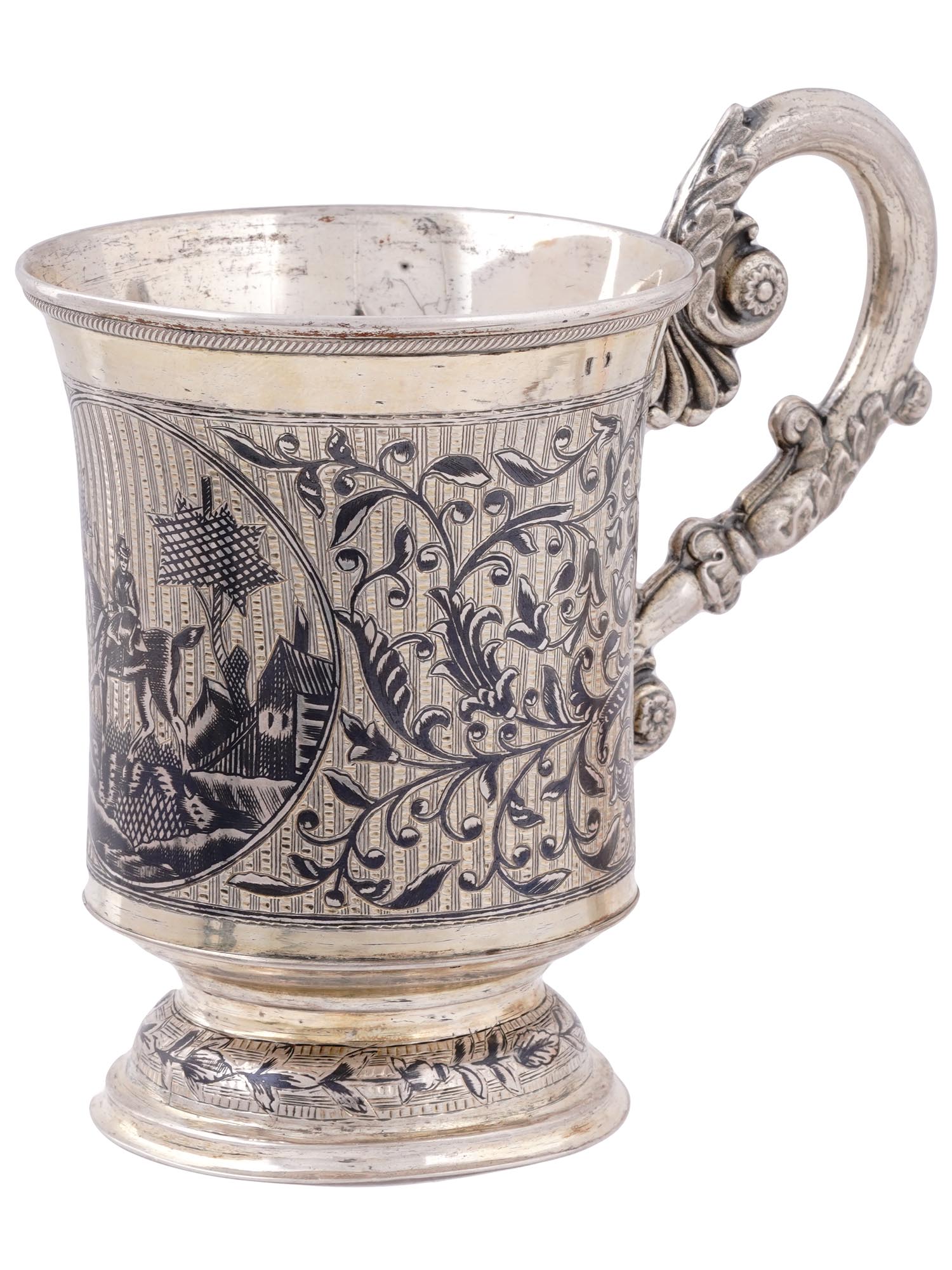 A RUSSIAN SILVER AND NIELLO CHOCOLATE CUP, 1889