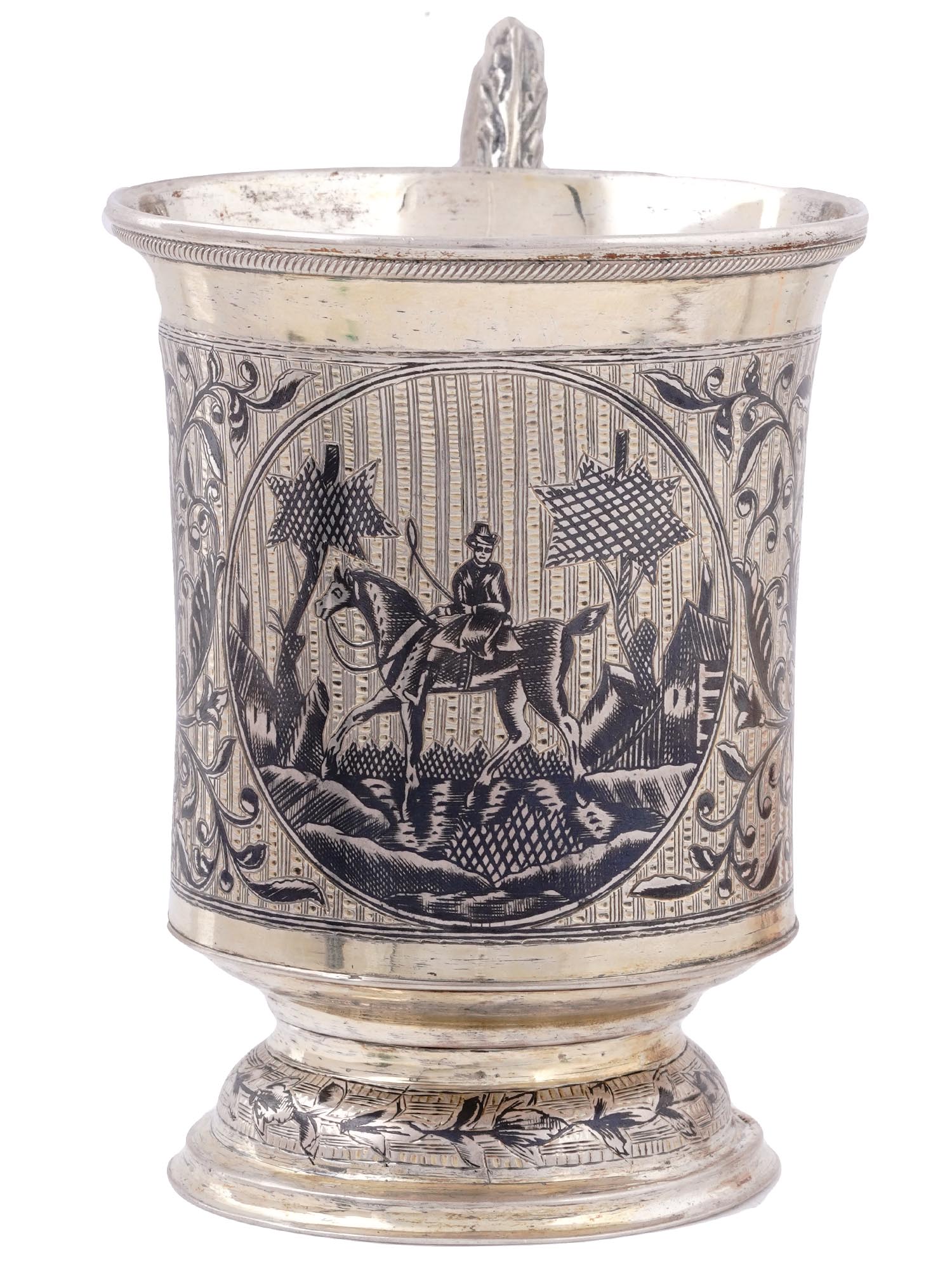 A RUSSIAN SILVER AND NIELLO CHOCOLATE CUP, 1889