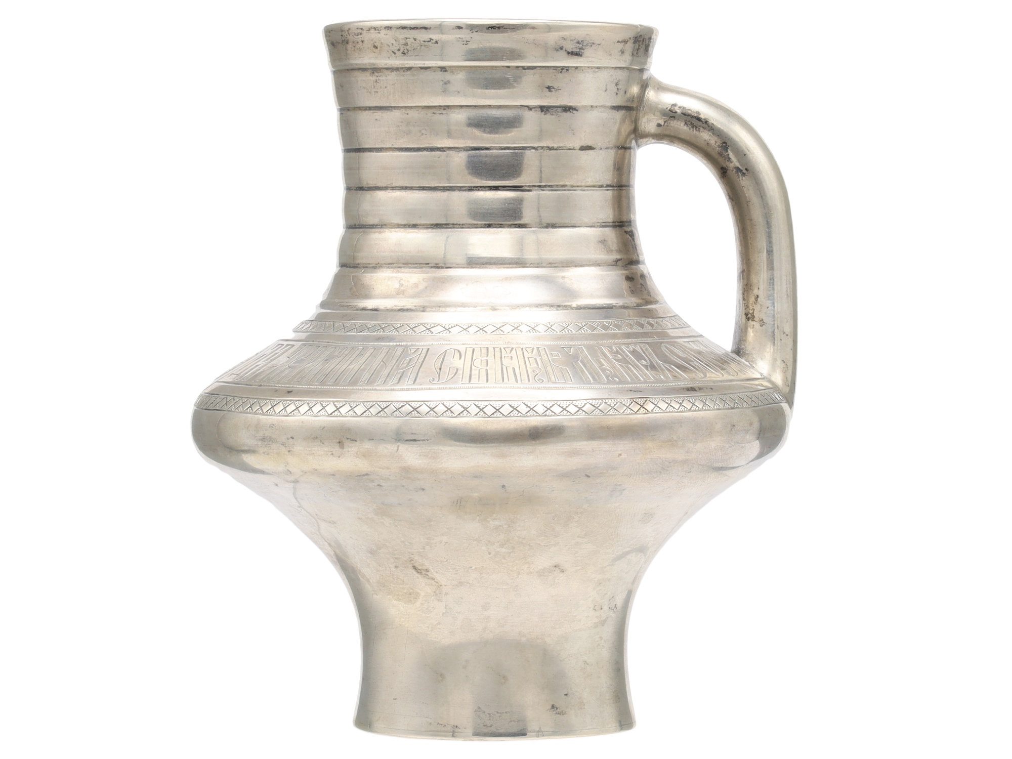 A RUSSIAN REVIVAL SILVER TROMPE L’OEIL KRINKA-FORM MILK JUG, MARKED SAZIKOV, MOSCOW, 1864
