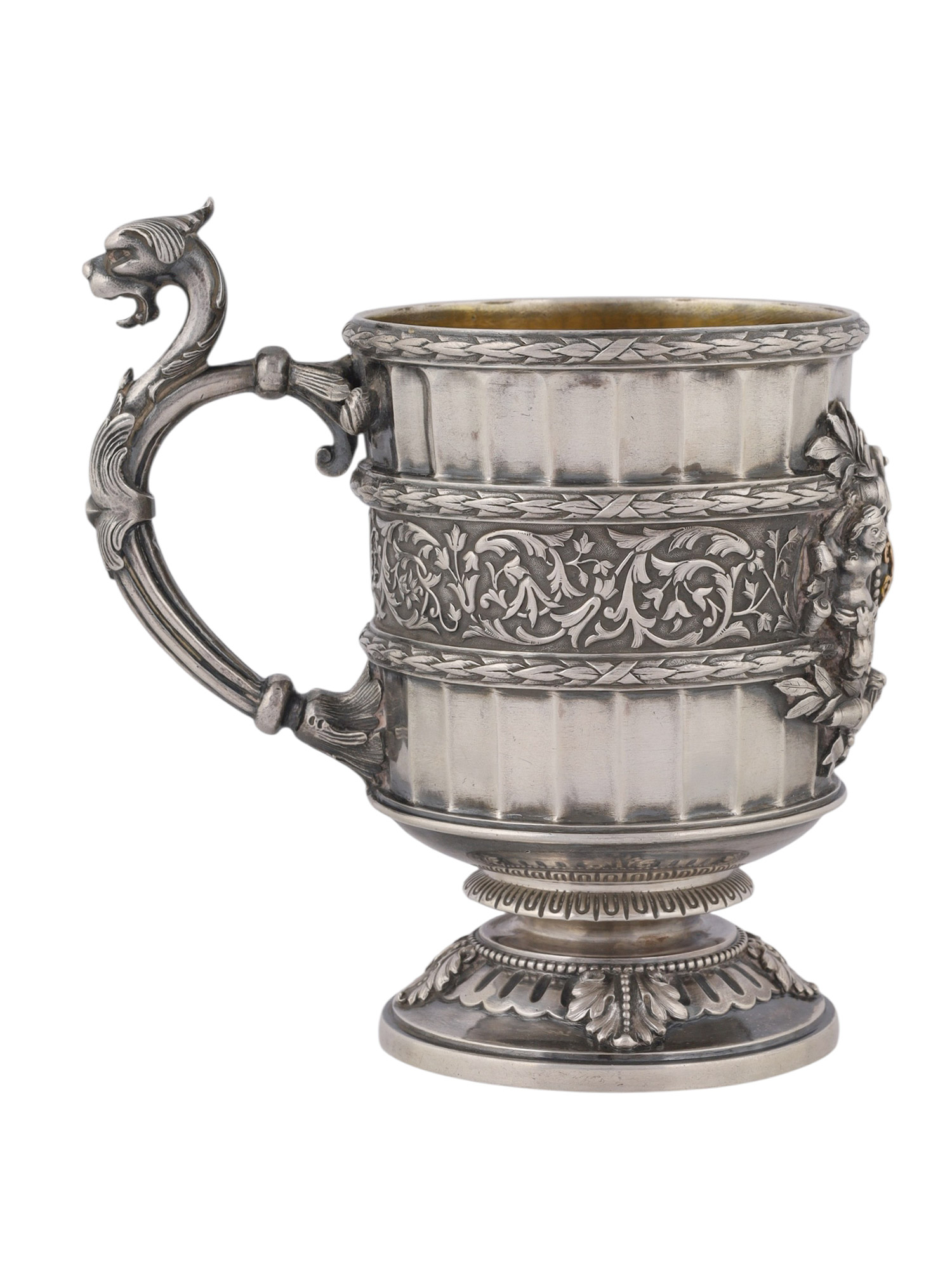 A RUSSIAN PARCEL-GILT SILVER PRESENTATION CUP BY HLEBNIKOV, MOSCOW, 1896