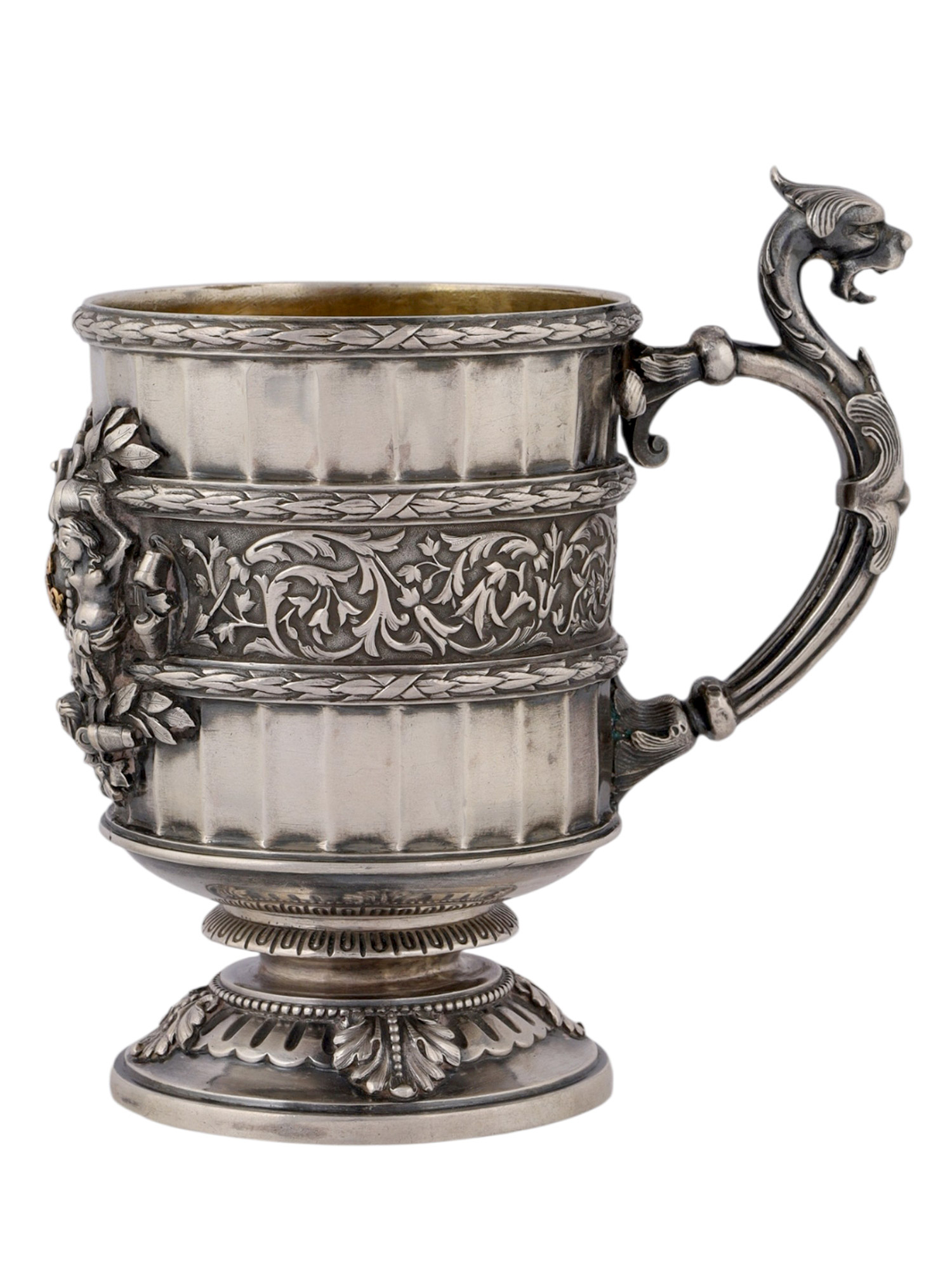 A RUSSIAN PARCEL-GILT SILVER PRESENTATION CUP BY HLEBNIKOV, MOSCOW, 1896