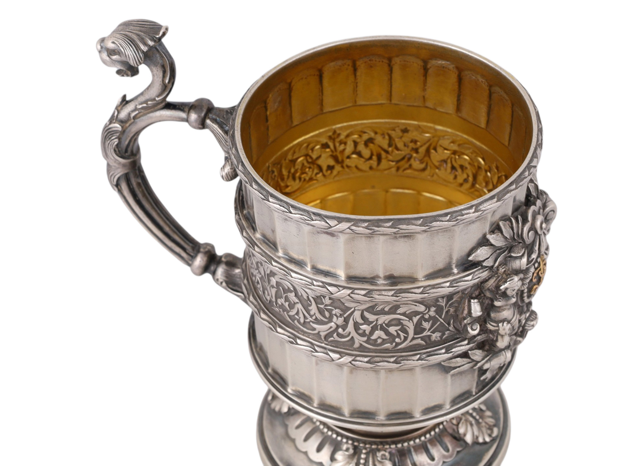 A RUSSIAN PARCEL-GILT SILVER PRESENTATION CUP BY HLEBNIKOV, MOSCOW, 1896