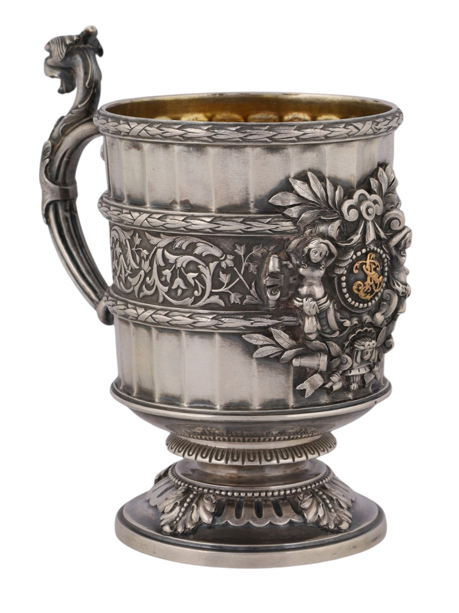 A RUSSIAN PARCEL-GILT SILVER PRESENTATION CUP BY HLEBNIKOV, MOSCOW, 1896