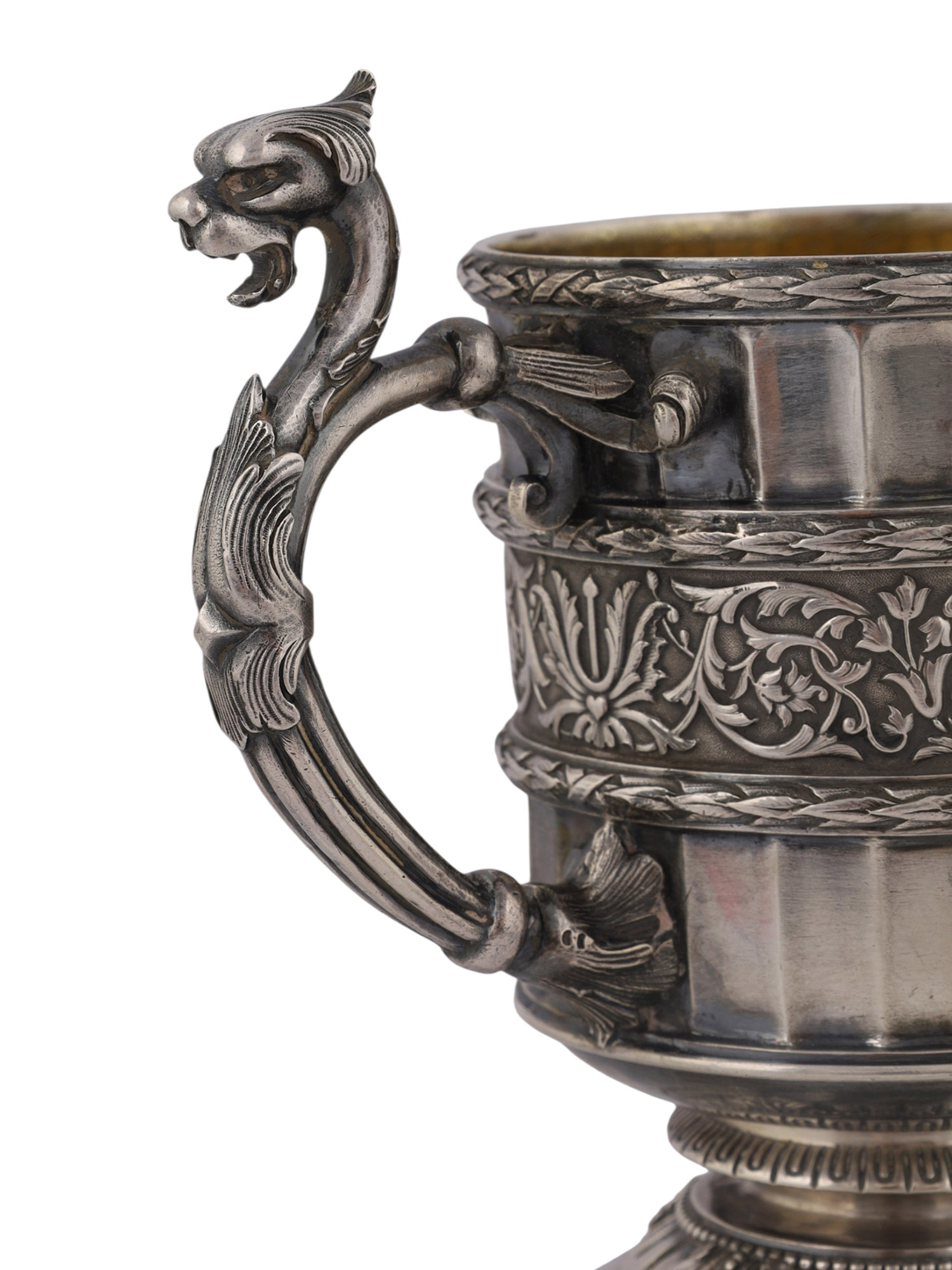 A RUSSIAN PARCEL-GILT SILVER PRESENTATION CUP BY HLEBNIKOV, MOSCOW, 1896
