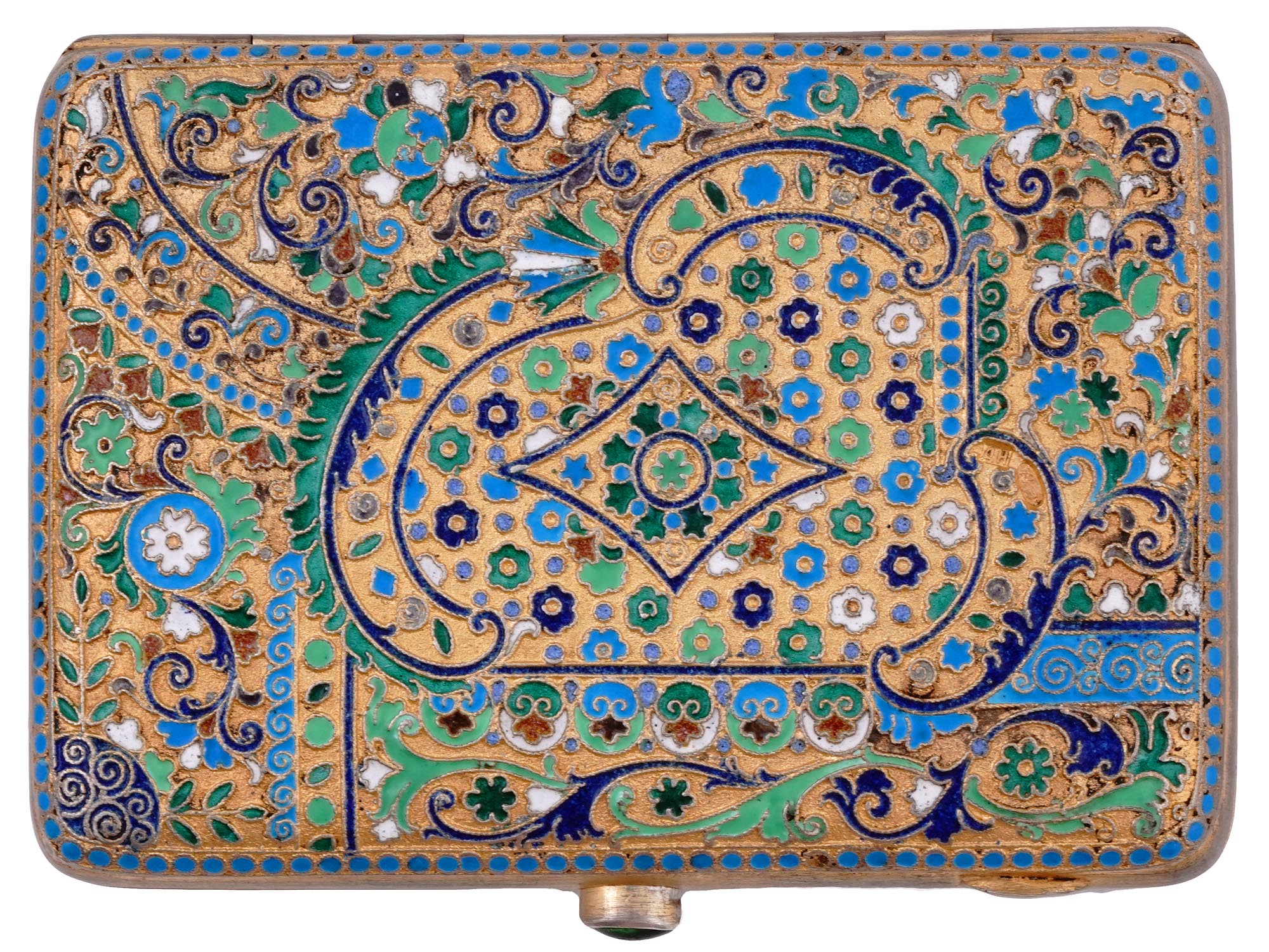 A RUSSIAN SILVER AND ENAMEL CIGARETTE CASE, 1908-17