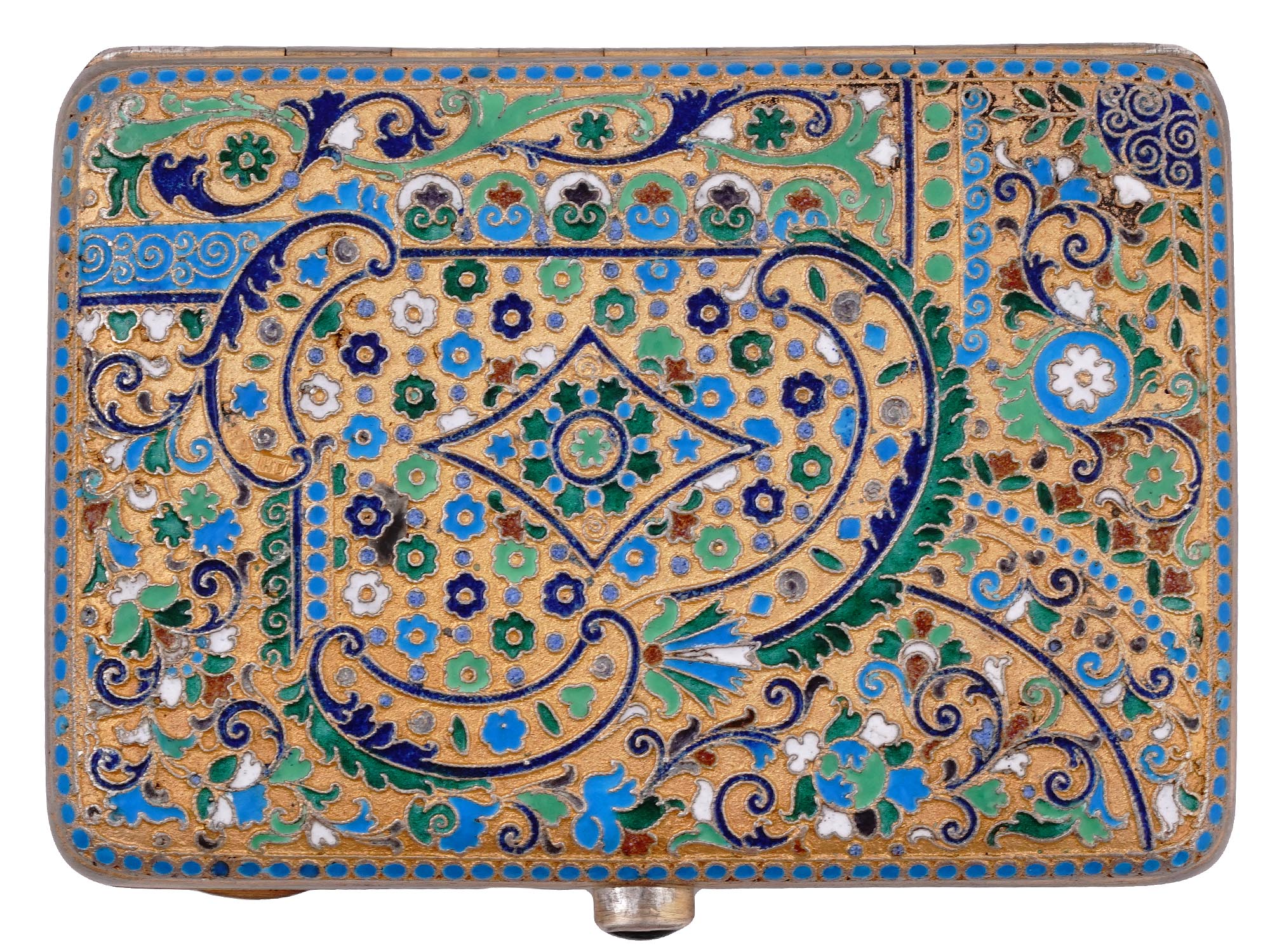 A RUSSIAN SILVER AND ENAMEL CIGARETTE CASE, 1908-17