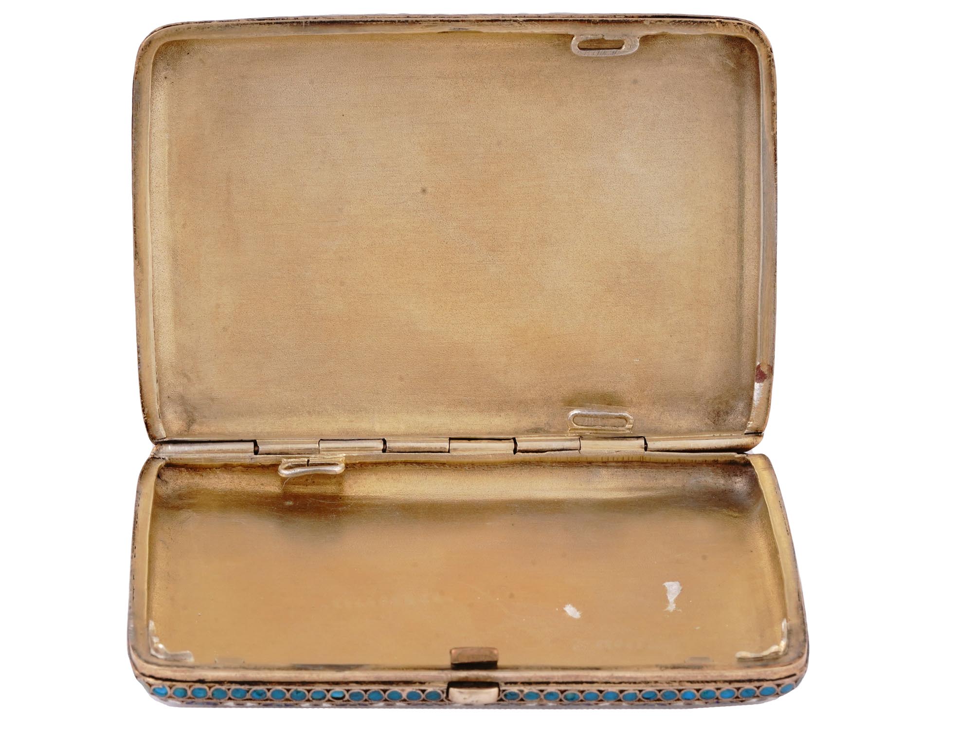 A RUSSIAN GILT-SILVER CLOISONNÉ ENAMEL CIGARETTE CASE, 1899-1908