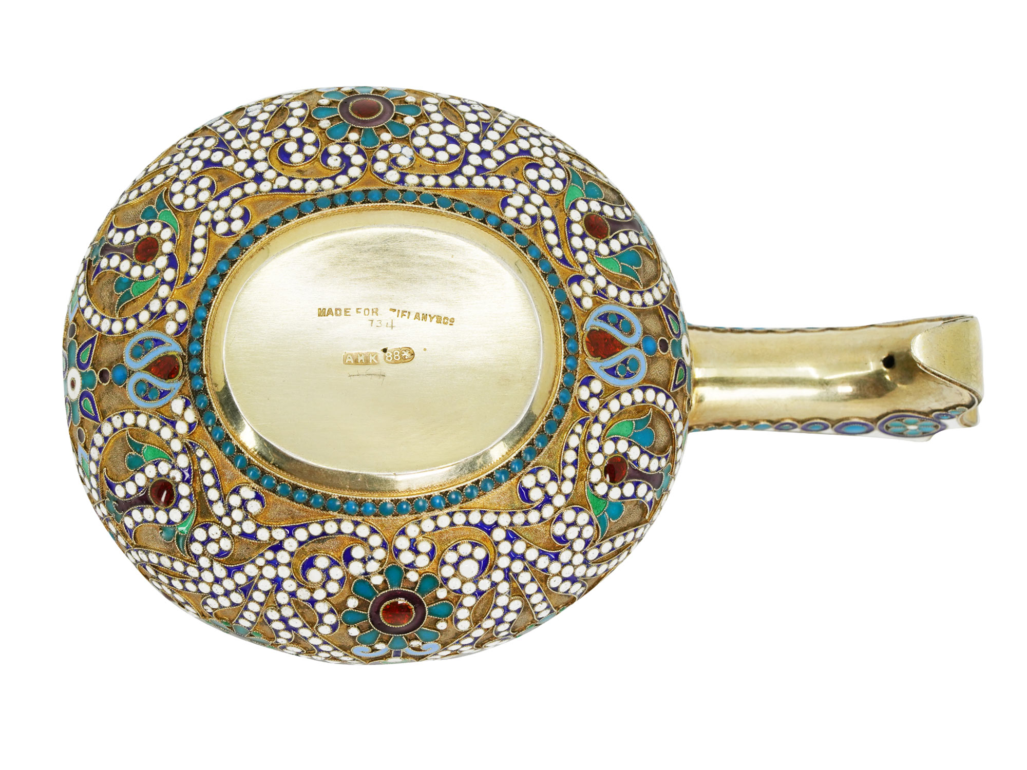 A RUSSIAN GILT-SILVER AND CLOISONNE ENAMEL KOVSH, CIRCA 1897