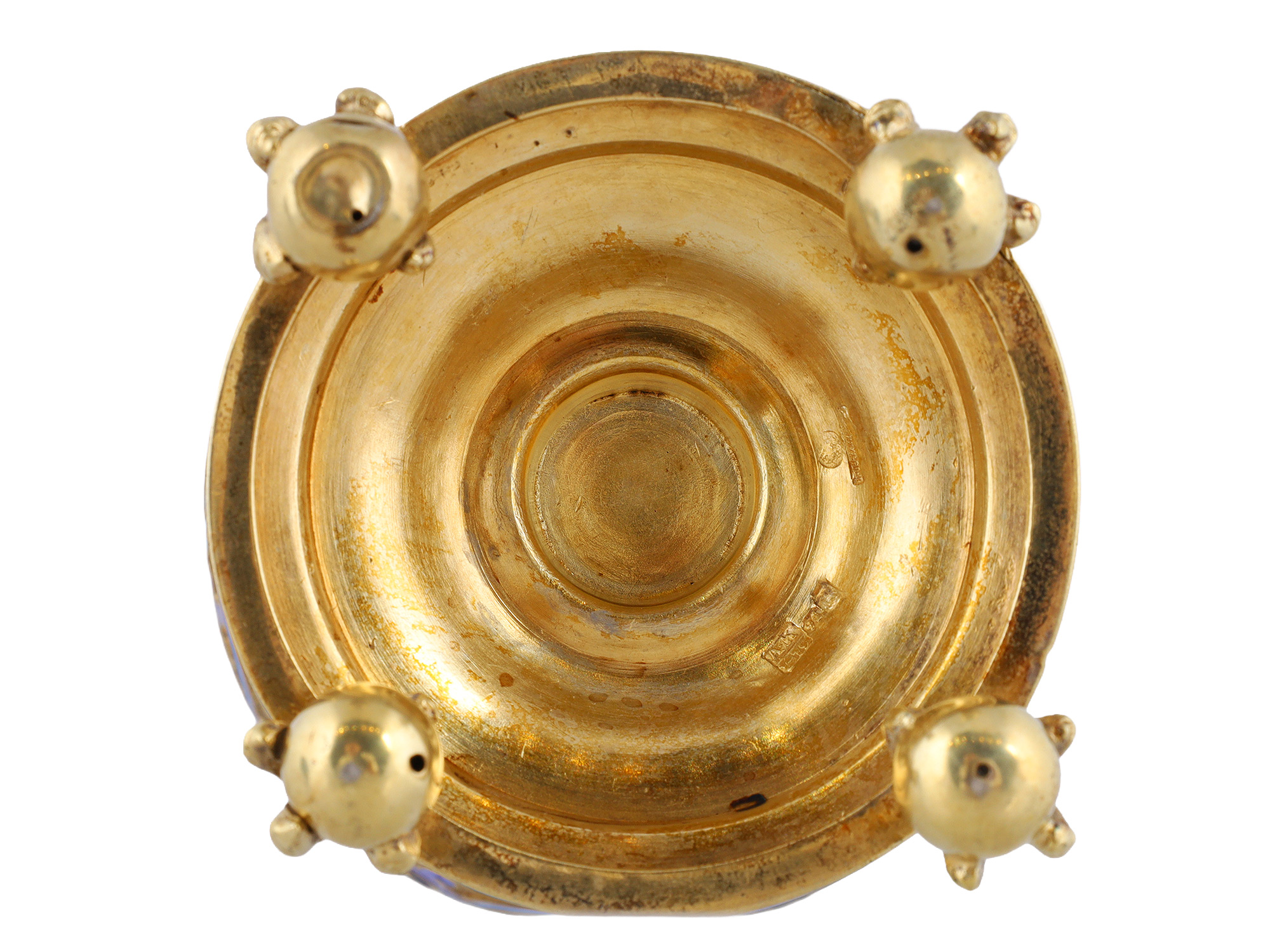 A RUSSIAN GILT SILVER AND CLOISONNE ENAMEL LIDDED BOTTLE, 1879