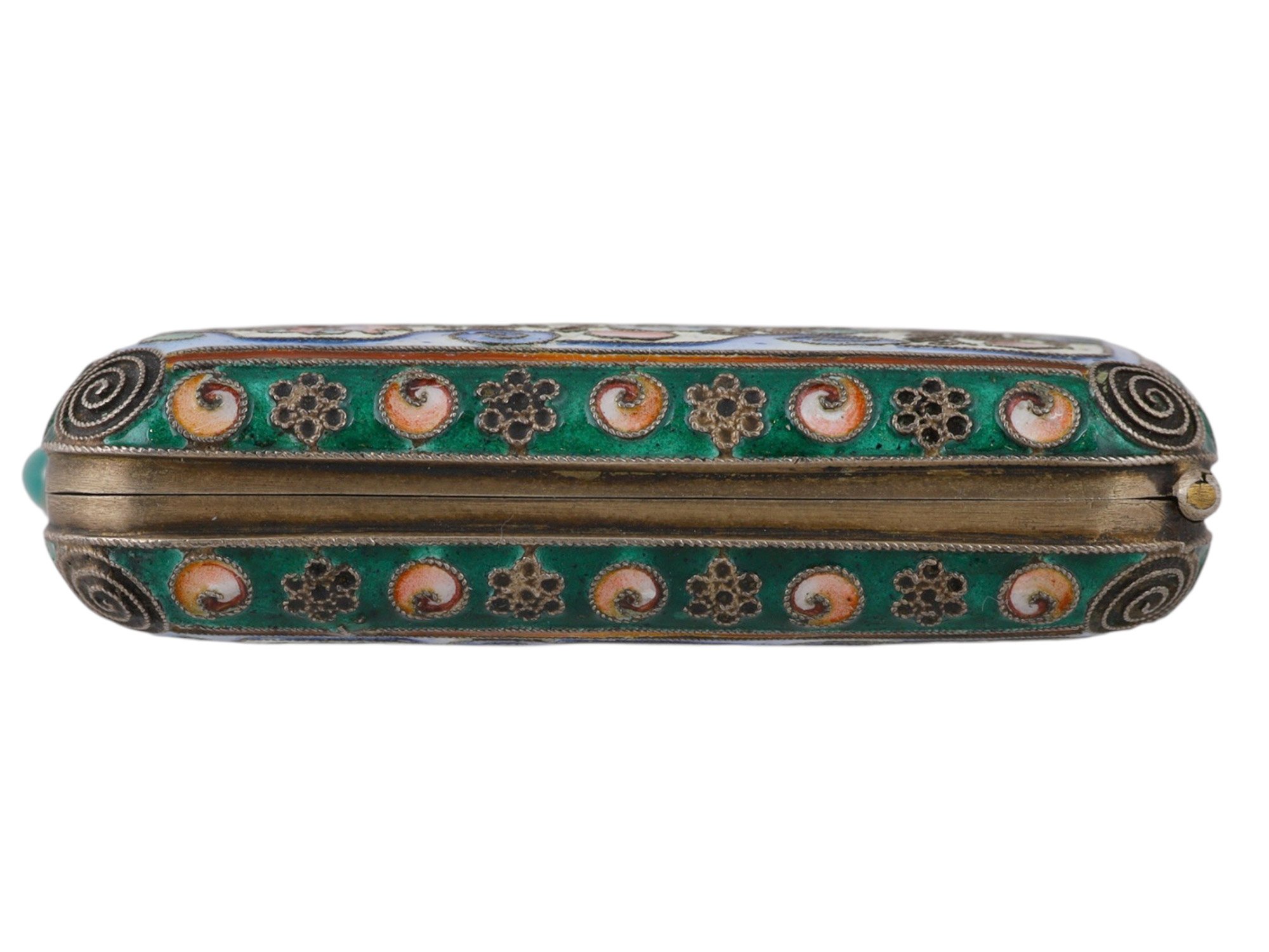 A RUSSIAN CLOISONNÉ ENAMEL GILT-SILVER CIGARETTE CASE