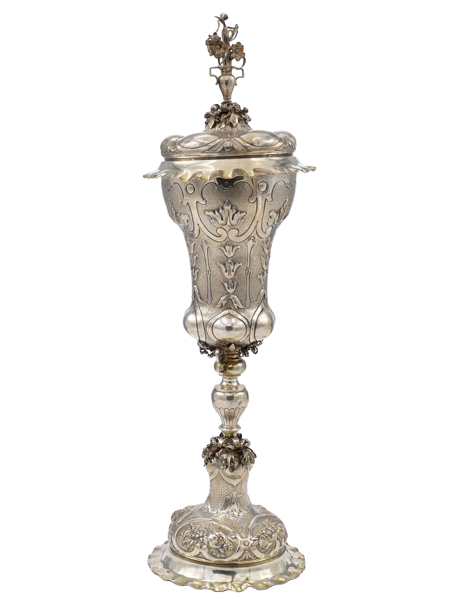 A RUSSIAN GILT-SILVER LIDDED GOBLET, 1788