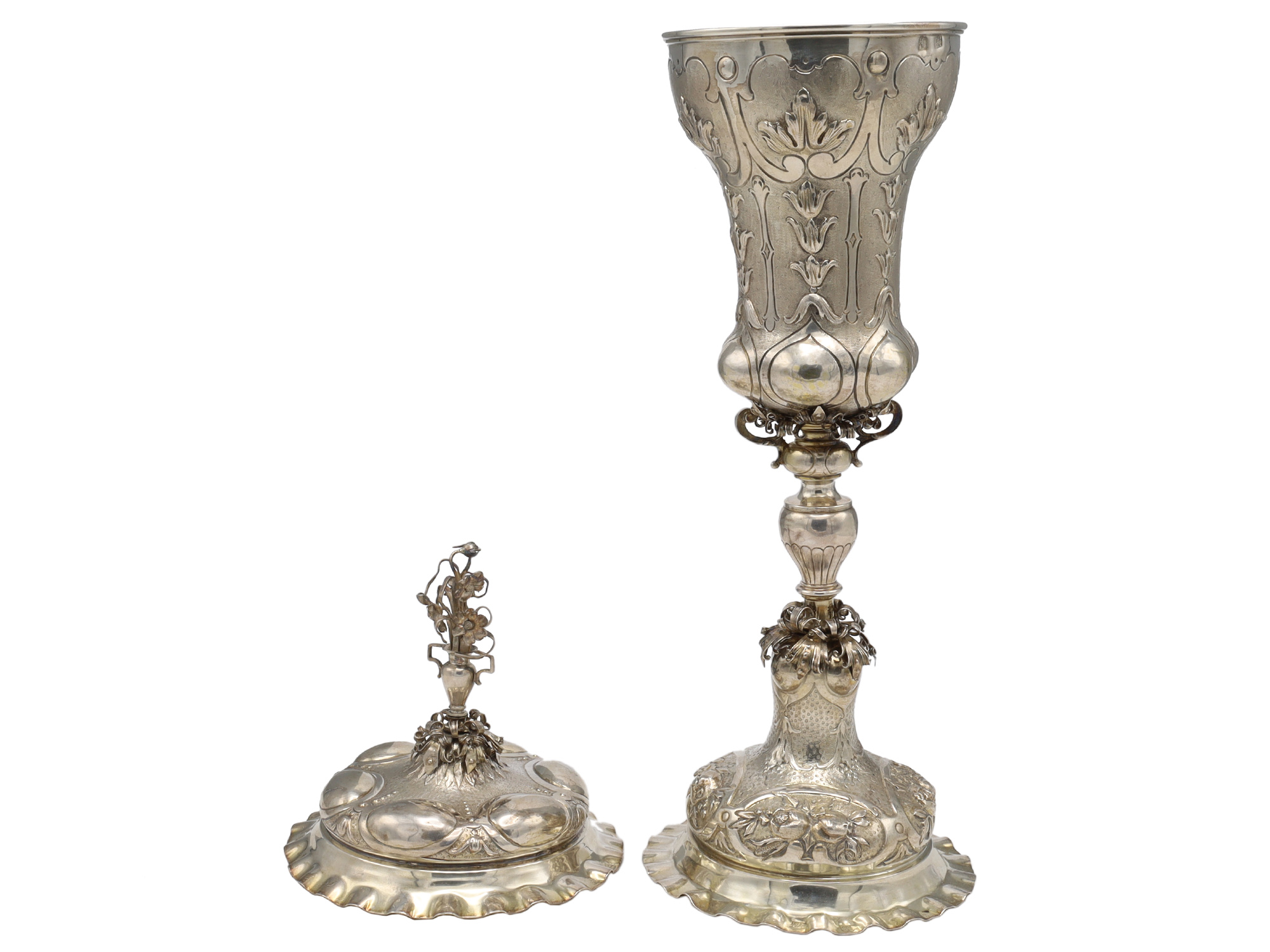 A RUSSIAN GILT-SILVER LIDDED GOBLET, 1788