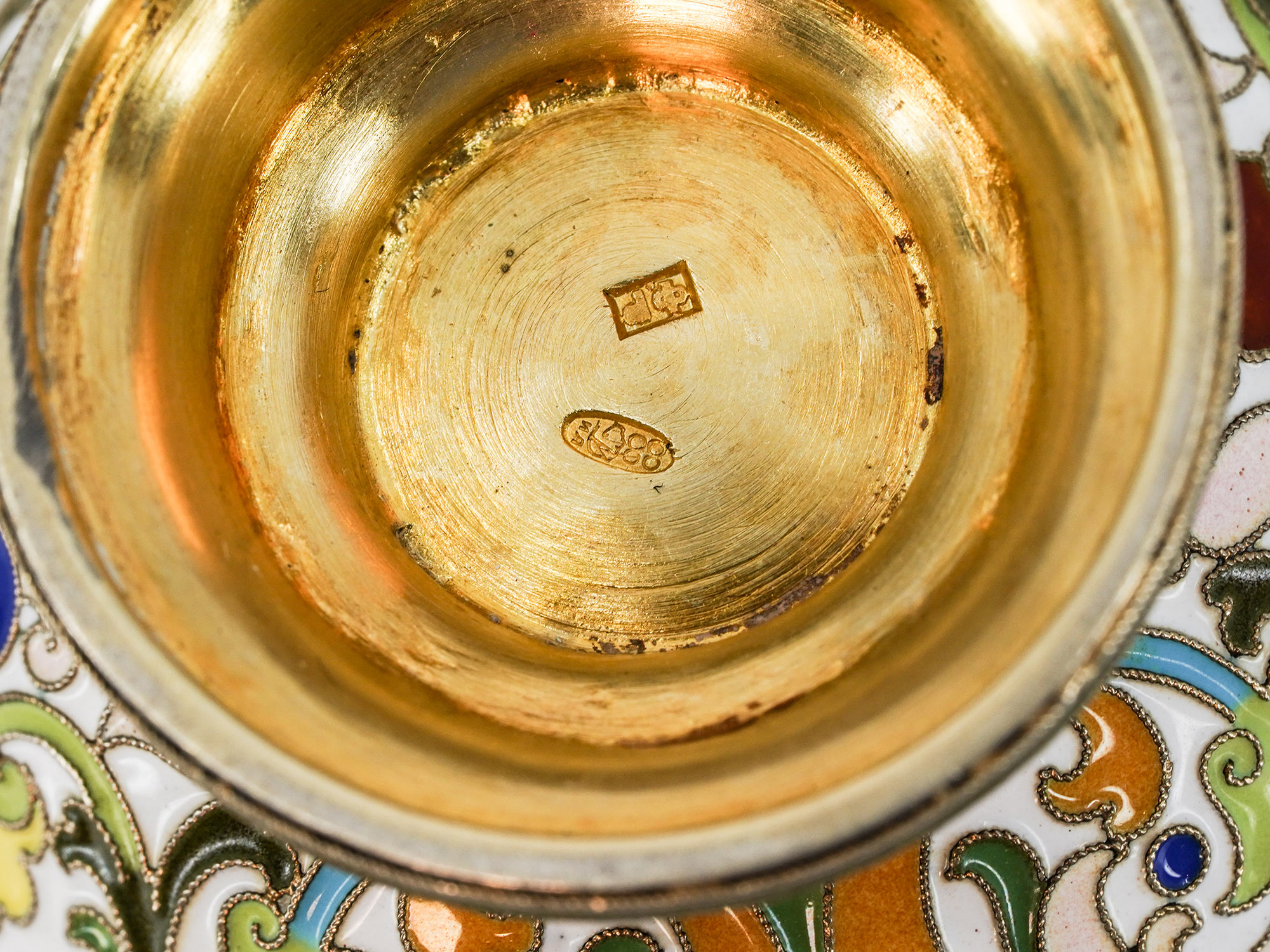 A RUSSIAN GILT-SILVER AND ENAMEL JAR BY F. RUCKERT, MOSCOW, 1899-1908
