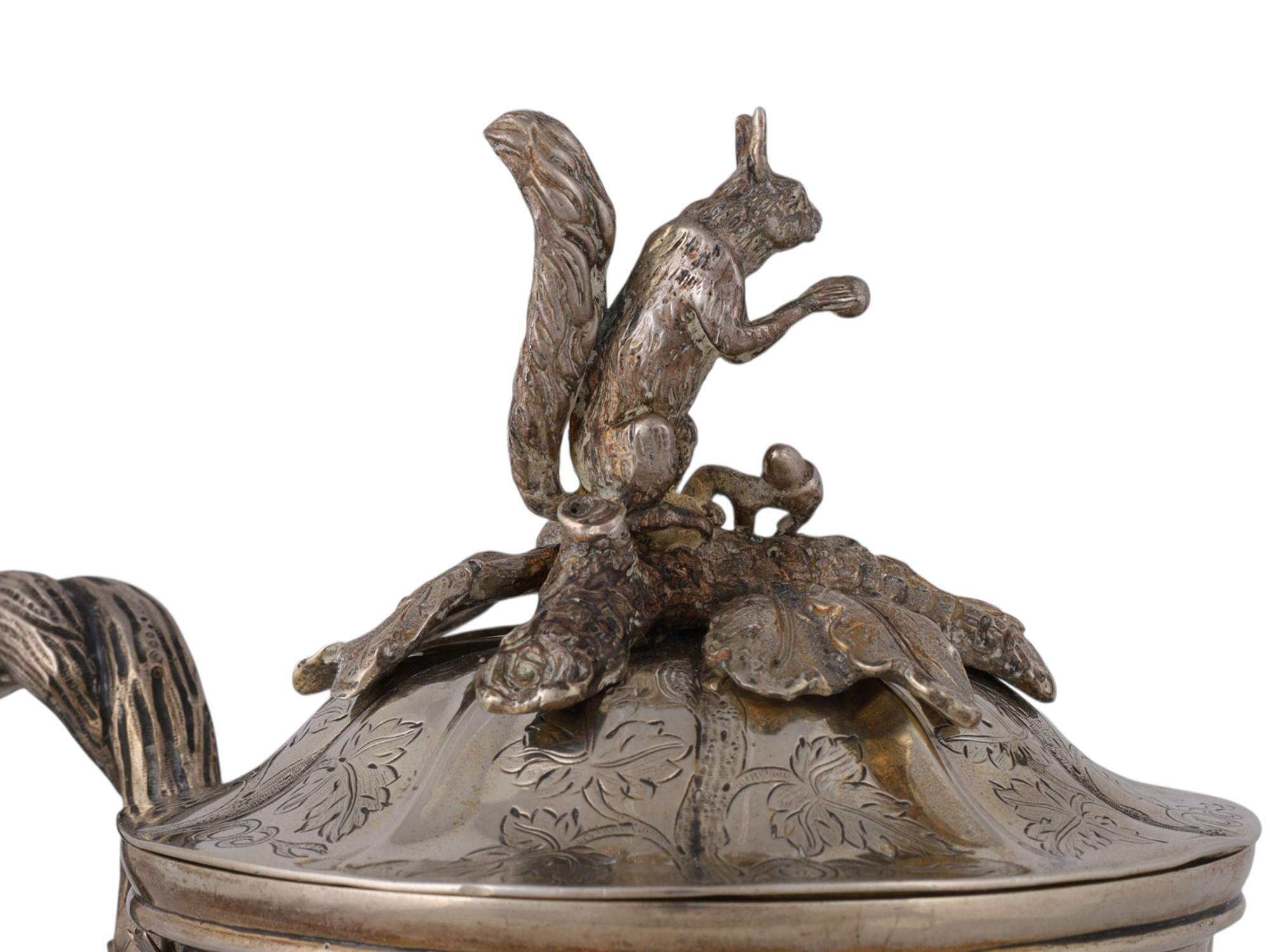 A LARGE RUSSIAN GILT-SILVER LIDDED TANKARD BY GRACHEV, 1866