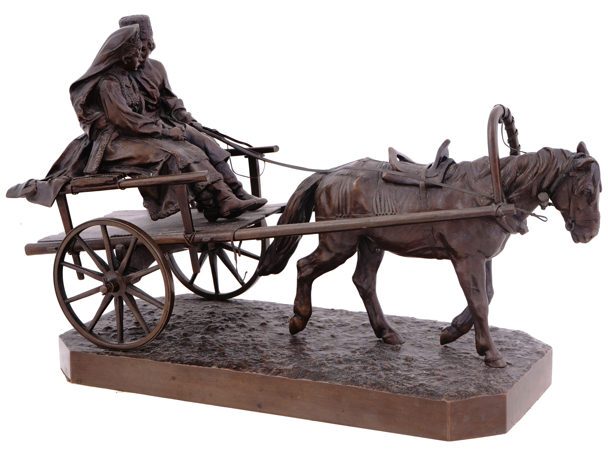 A RUSSIAN BRONZE GROUPING, A. M. WOLF, 19TH CENTURY
