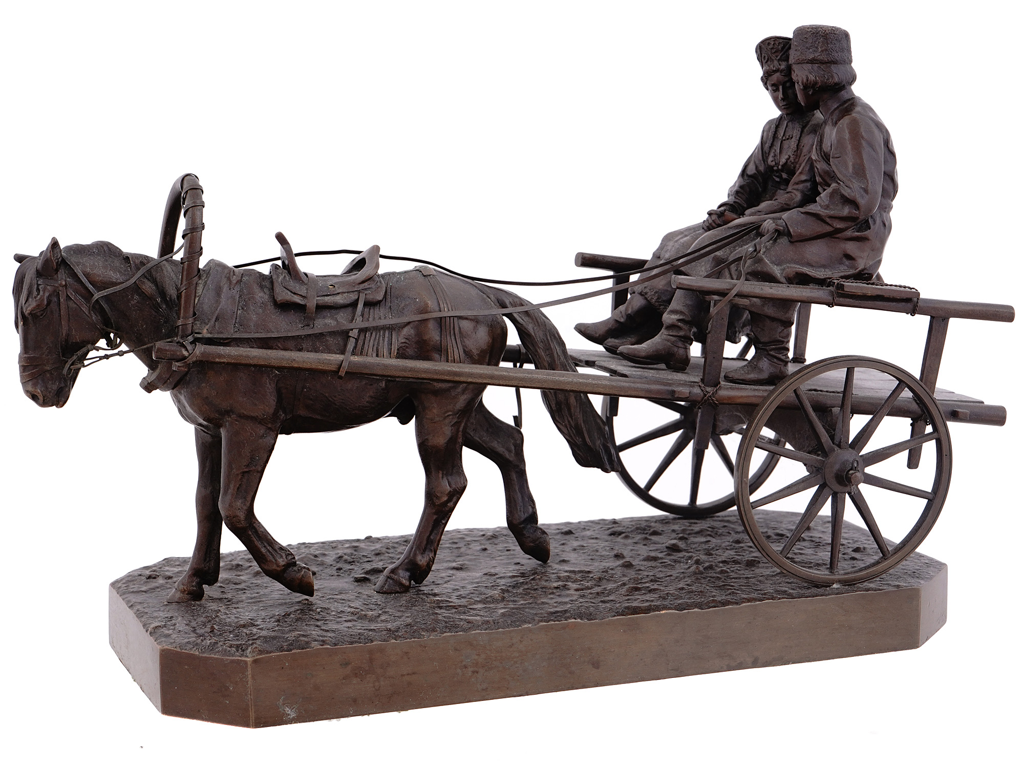 A RUSSIAN BRONZE GROUPING, A. M. WOLF, 19TH CENTURY